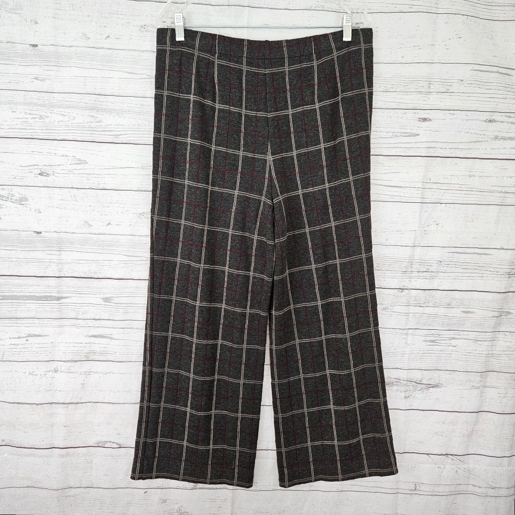 J. Jill J. Jill Womens Ponte Cropped Full Leg Pants Sz M Gray Red Pull On Size 32" / US 10 / IT 46 - 3 Thumbnail