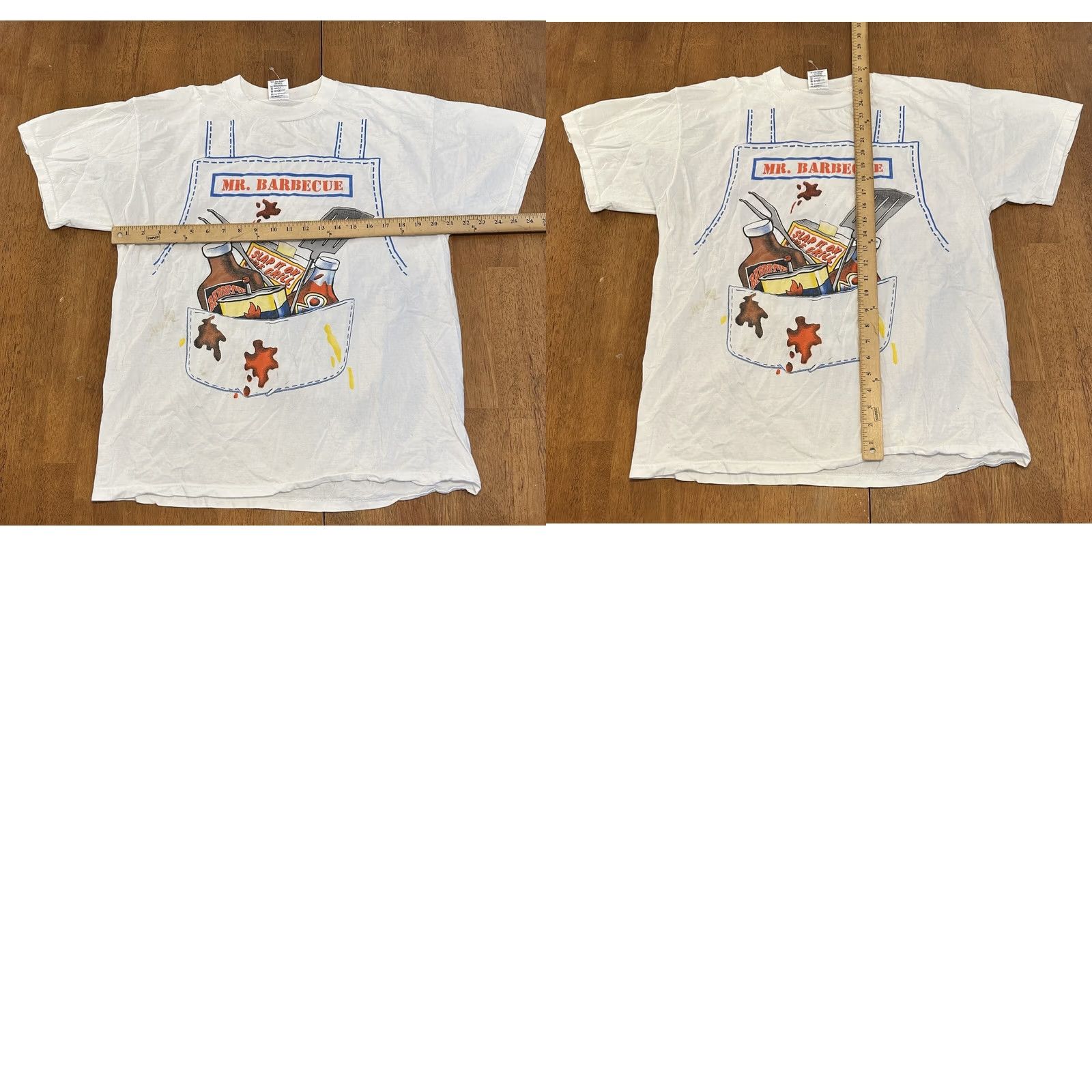 Delta VINTAGE Mr. Barbecue T Shirt 90s Large Graphic White Cotton Logo Mens Size US L / EU 52-54 / 3 - 8 Thumbnail