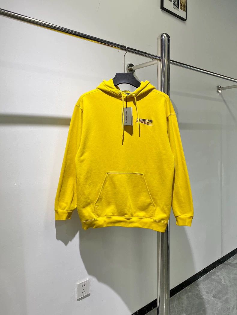 Balenciaga Balenciaga Yellow Hooded Sweatshirt with Logo - dmc Size US M / EU 48-50 / 2 - 1 Thumbnail