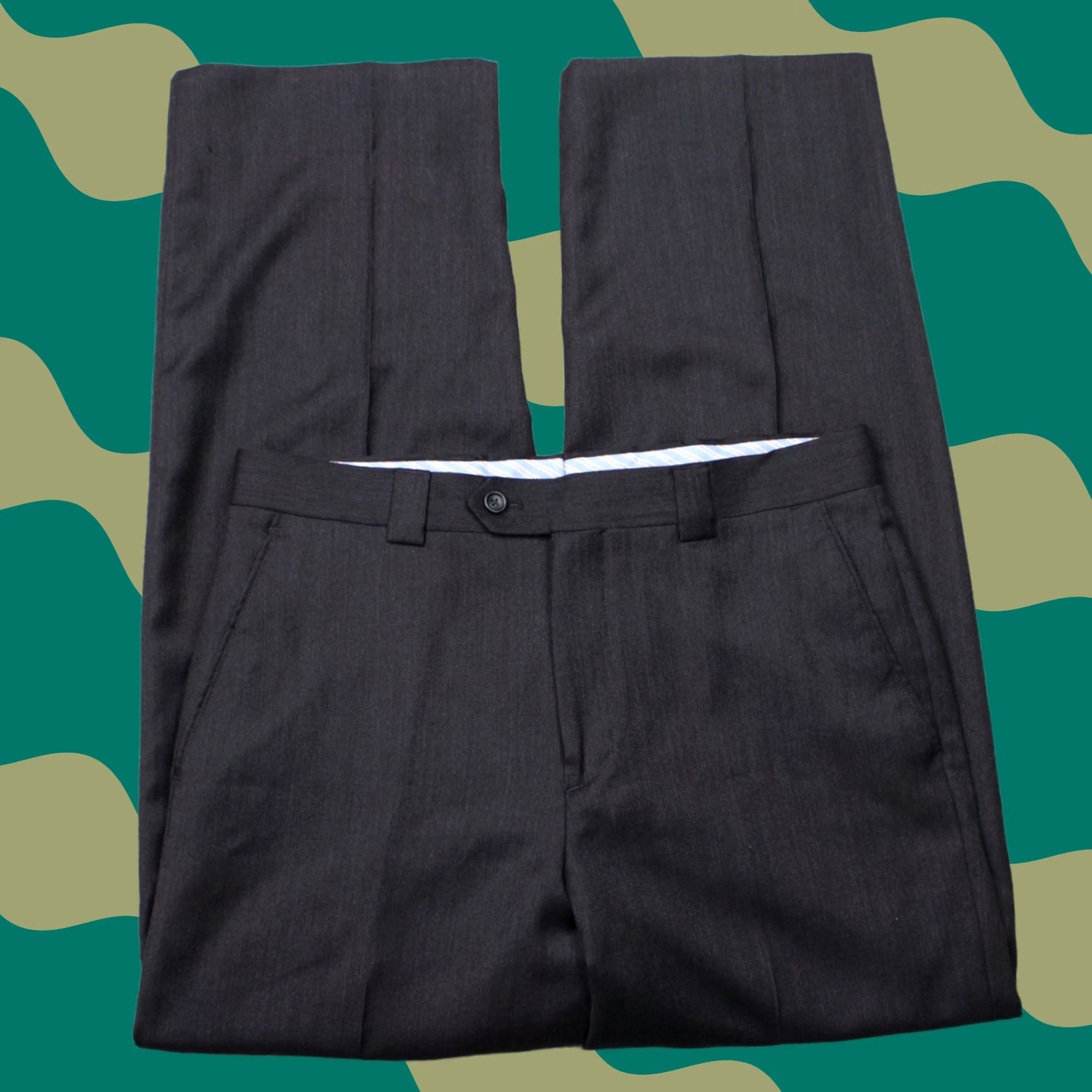 Joseph Joseph & Feiss Dress Pants Mens 33x30 Brown 100% Wool Flat Front Straight leg Dress Pants Mens Regular Brown Wool Size US 33 - 1 Thumbnail