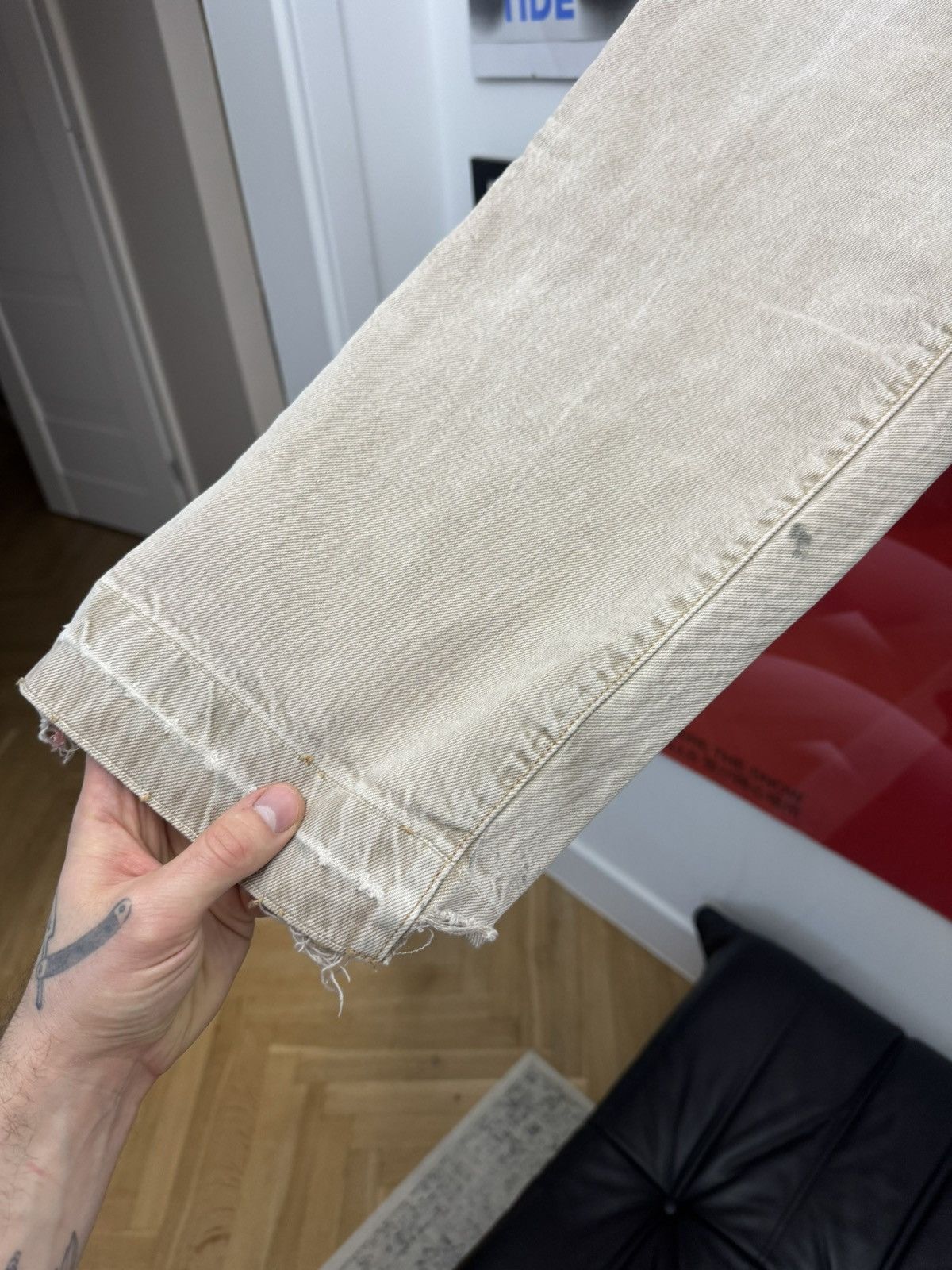 Acne Studios Acne Studios Loose Fit Washed Beige Denim Jeans Distressed Size US 30 / EU 46 - 7 Thumbnail
