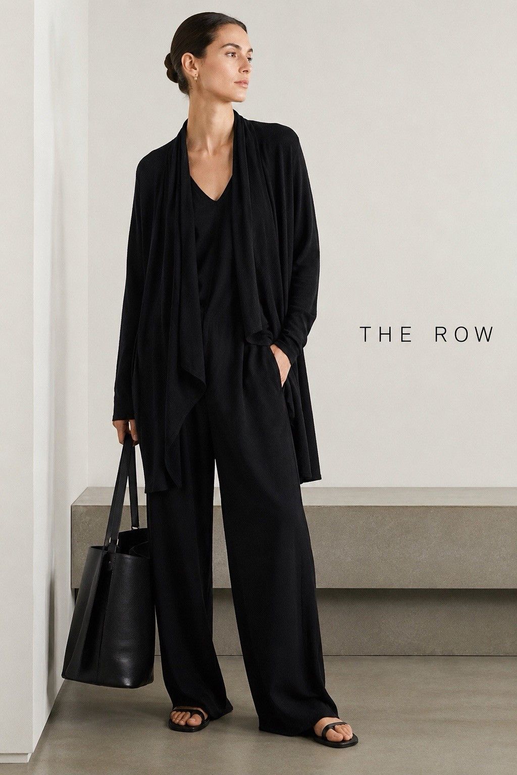The Row Knightsbridge Cardigan Black Stretch Knit L Euc, Women's