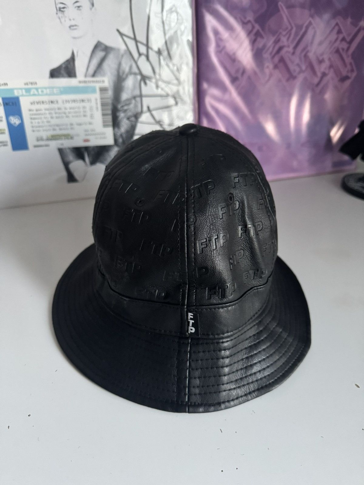 Fuck The Population FTP Leather Monogram Bucket Hat Black All Over Logo OG Rare Size ONE SIZE - 1 Thumbnail