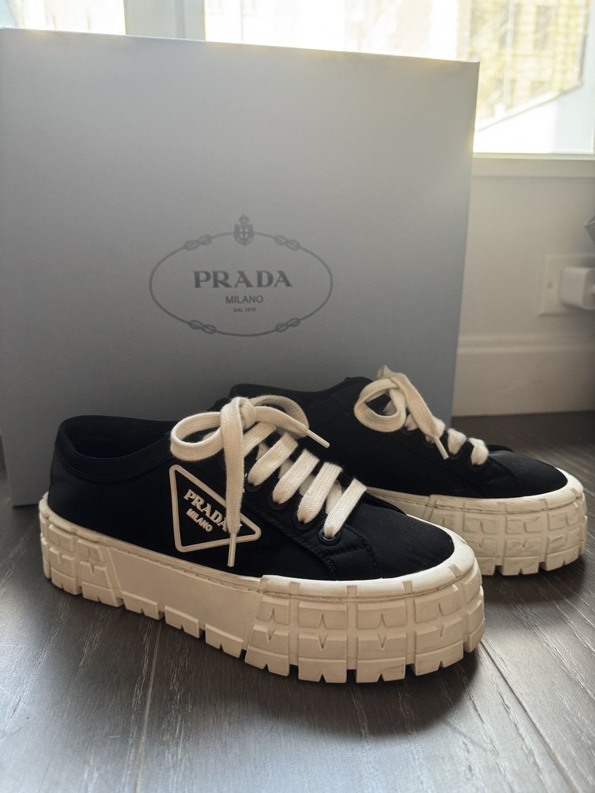 Prada Prada Double Wheel Re-nylon Gabardine Sneakers Size US 7 / IT 37 - 1 Thumbnail