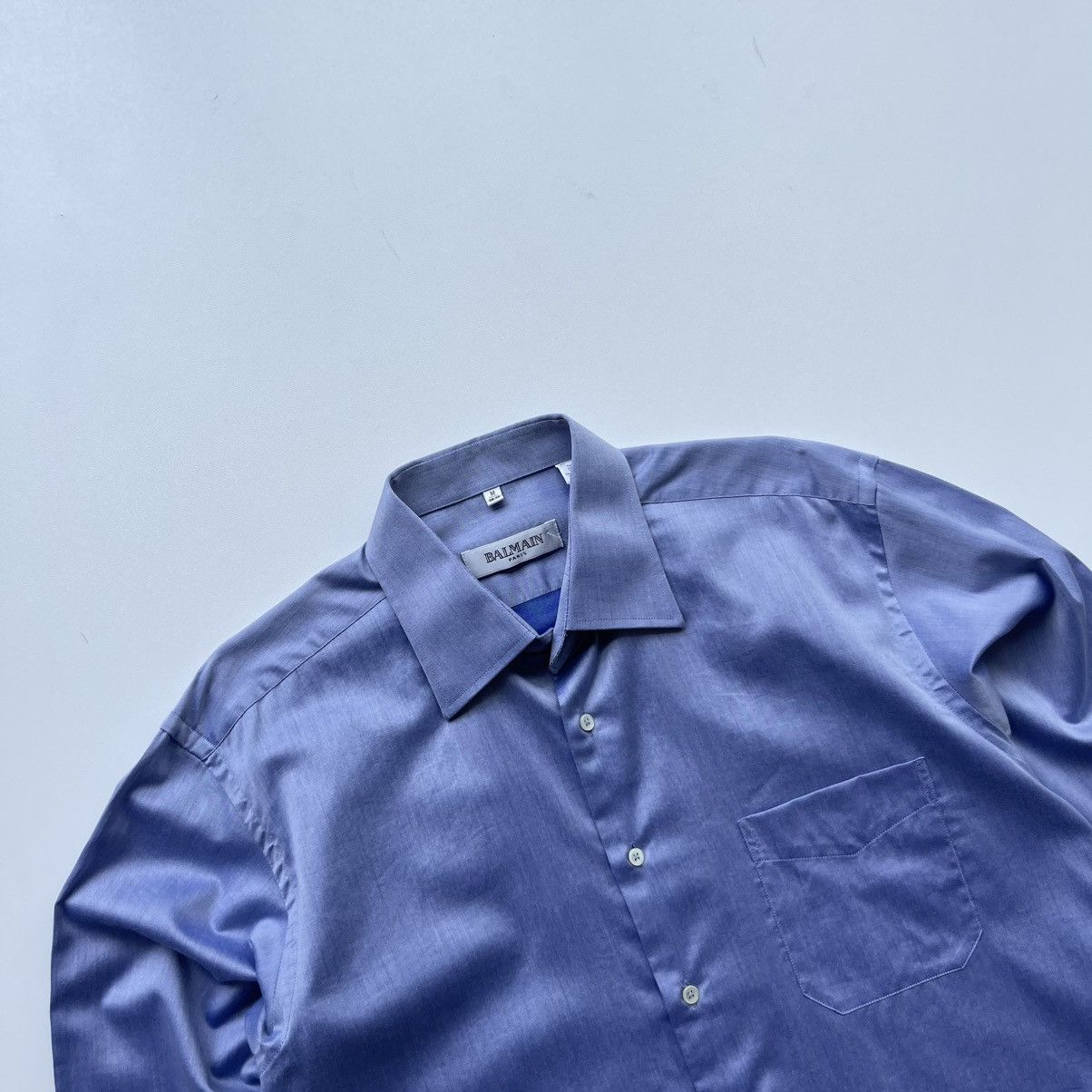Balmain Balmain Paris Pocket Cotton Button Ups Classic Shirt Blue Size US M / EU 48-50 / 2 - 2 Thumbnail