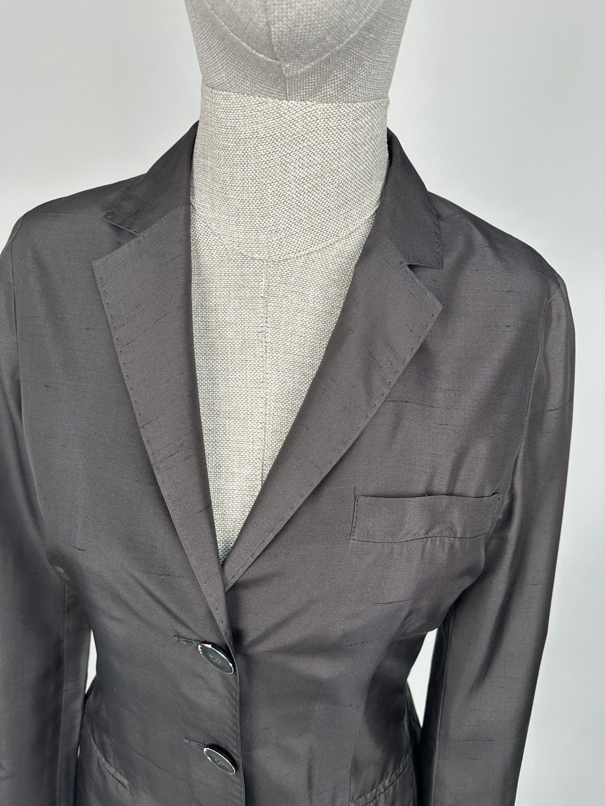Etro ETRO Milano 100% Silk Dark Gray Blazer Jacket Women’s sz 42 Size M / US 6-8 / IT 42-44 - 8 Thumbnail