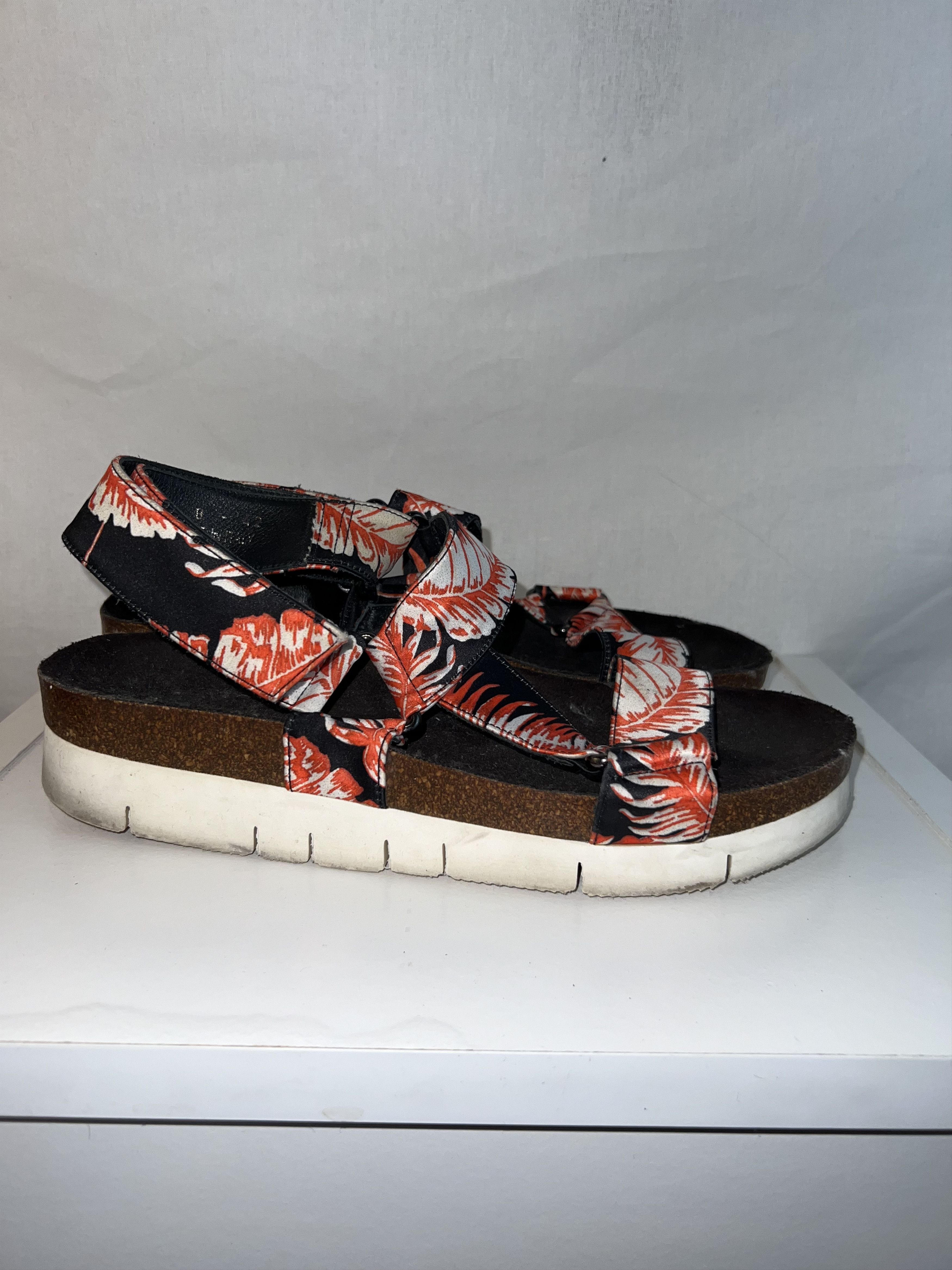 image of Marc Jacobs Collection Men's Palm Strap Teva Sandals in Orange/White (Size 9)