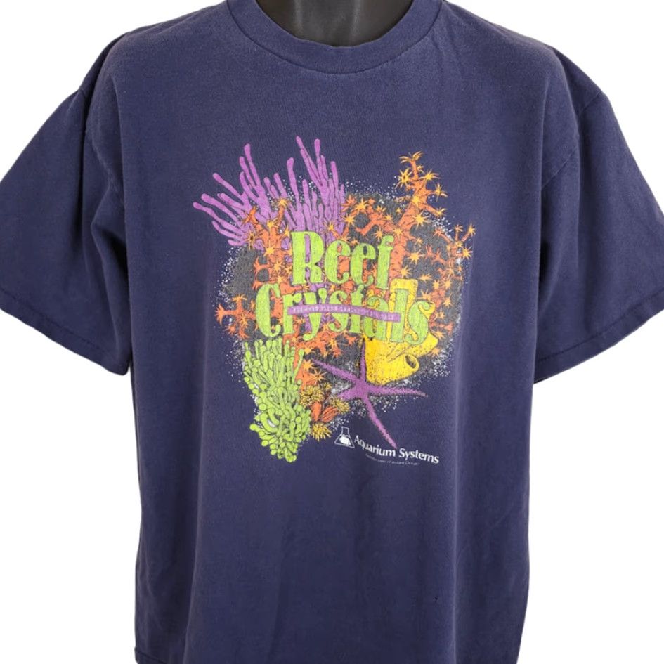 REEF VINTAGE All Sport T Shirt Mens XL Blue 90s Reef Crystals Made In USA Aquarium Systems Coral Reef Ocean Life Vintage Shirt Mens XL Blue Size US XL / EU 56 / 4 - 2 Thumbnail