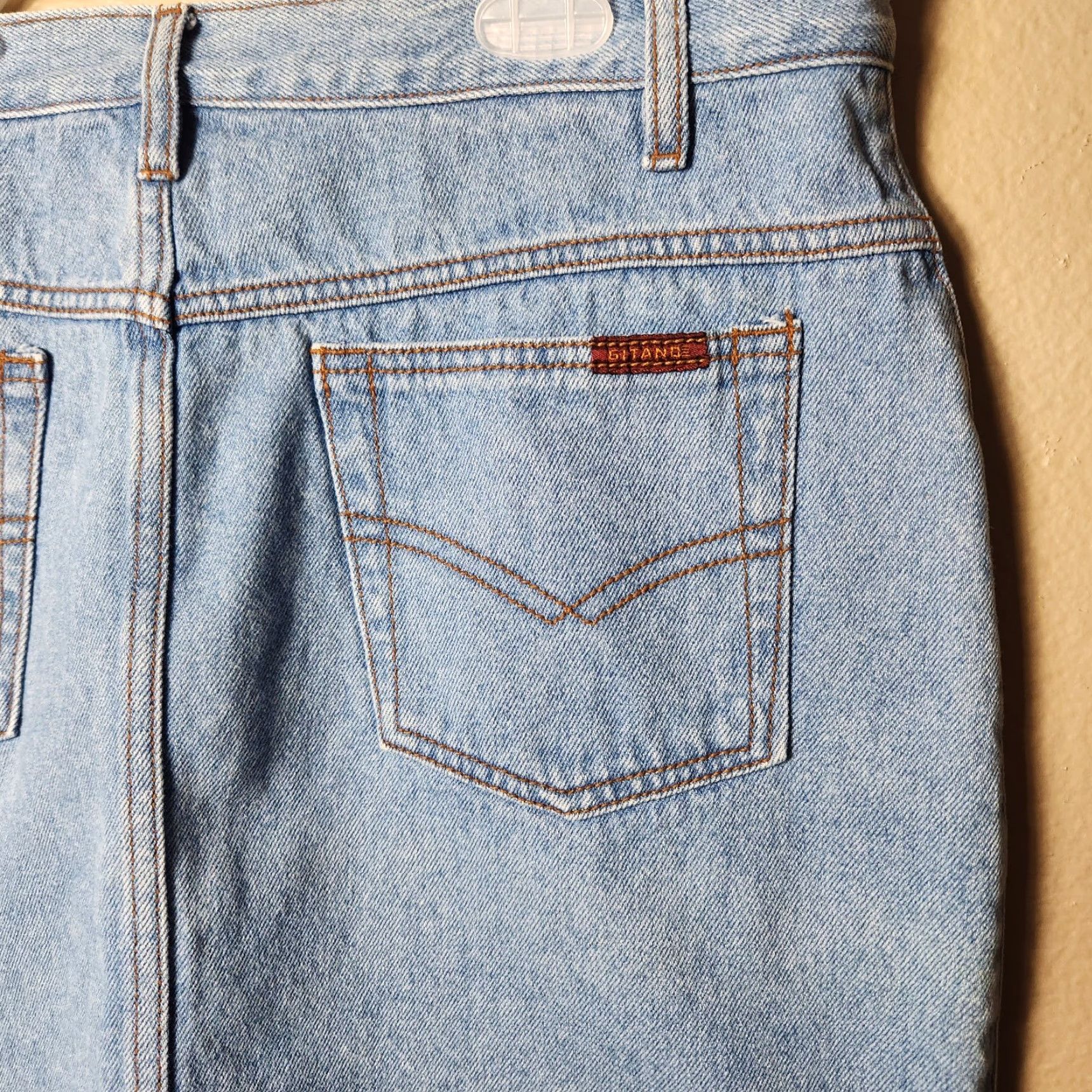 Vintage VINTAGE Gitano Skirt Jeans Yoked Light Wash Above Knee Length 16 Women Size 38" / US 16 / IT 52 - 4 Thumbnail