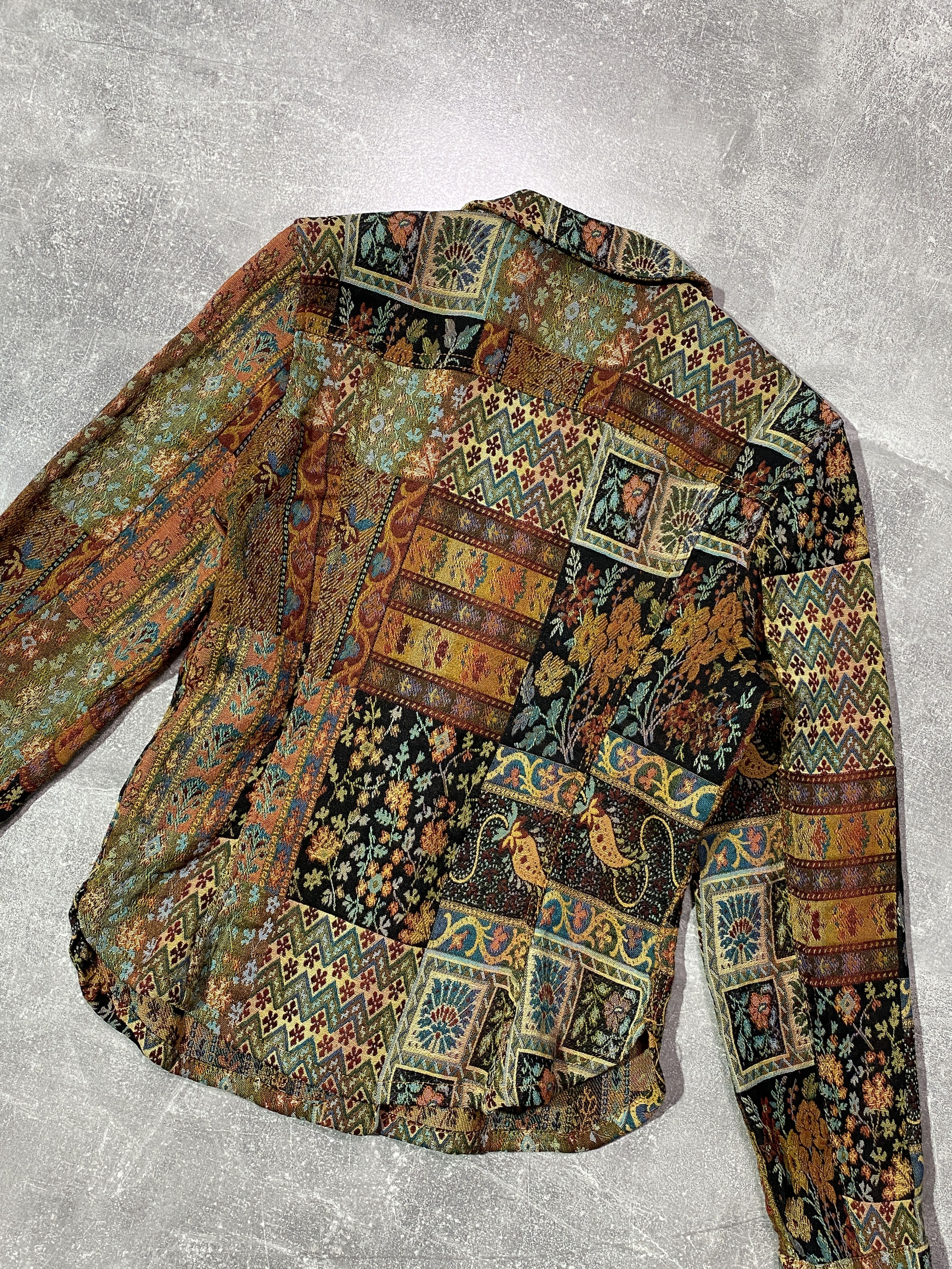 Kenzo Vintage 80s KENZO Tapestry Boho Patchwork Blazer Coat Flora Size L / US 10 / IT 46 - 7 Thumbnail