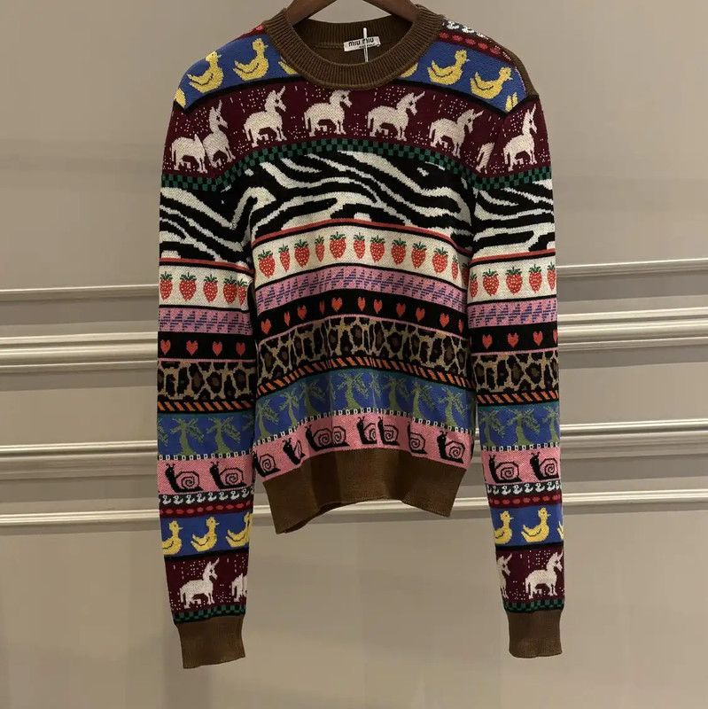 Miu Miu Miu Miu Colorful Patterned Wool Sweater 0089 Size M / US 6-8 / IT 42-44 - 1 Thumbnail
