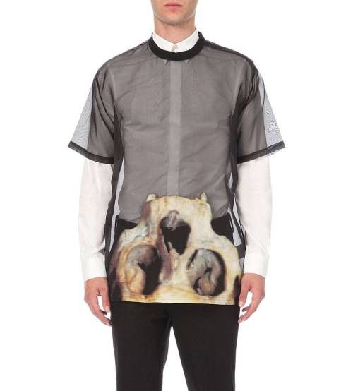 Givenchy Black Skull Hem Organza Silk Oversized T-Shirt Size US S / EU 44-46 / 1 - 2 Thumbnail