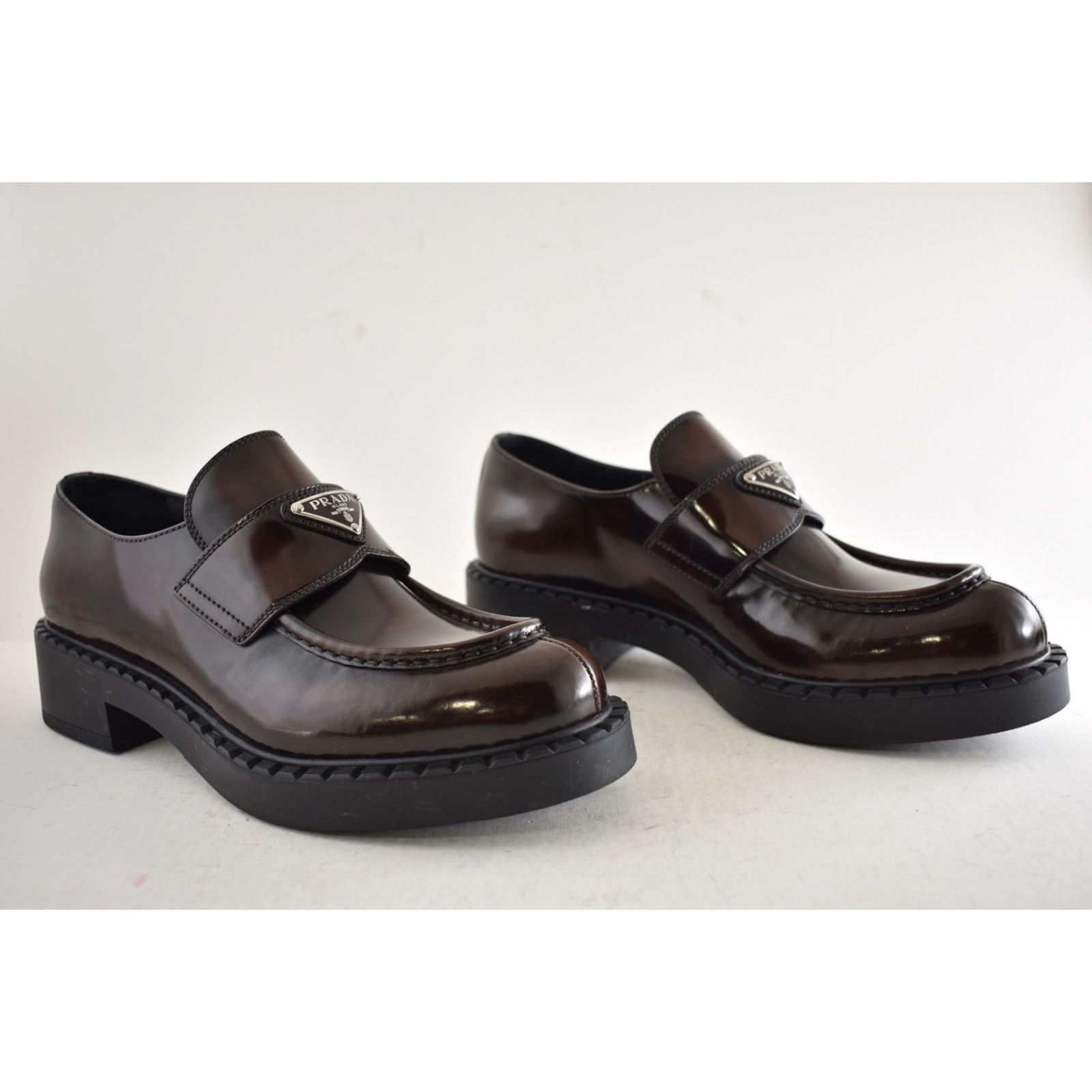 Prada Prada Triangle Logo Fume Brown Black Platform Loafer 41.5 Size US 8.5 / EU 41-42 - 4 Thumbnail