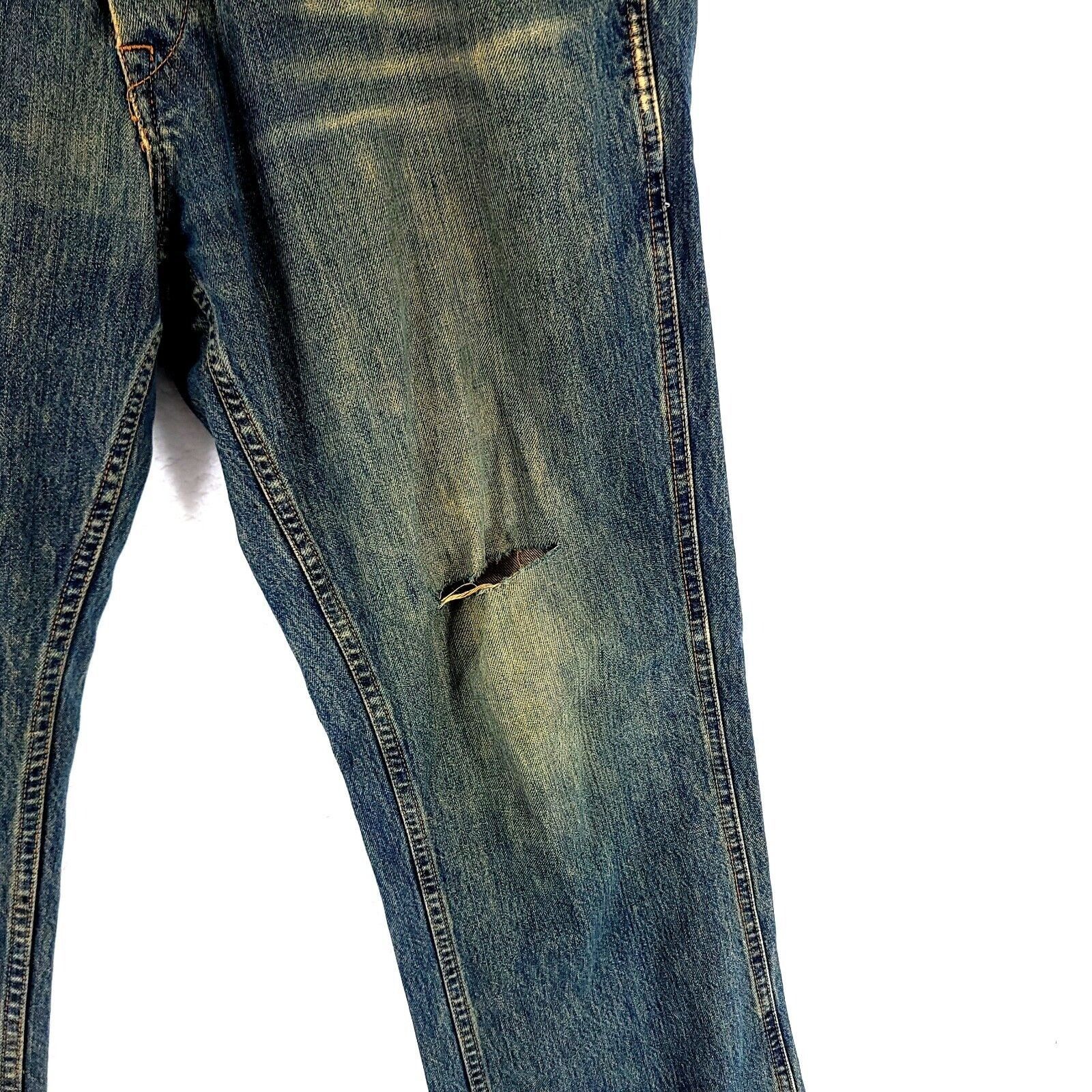 American Eagle Outfitters American Eagle Distressed Blue Brown Whiskering Stone Wash D Size US 40 / EU 56 - 2 Thumbnail