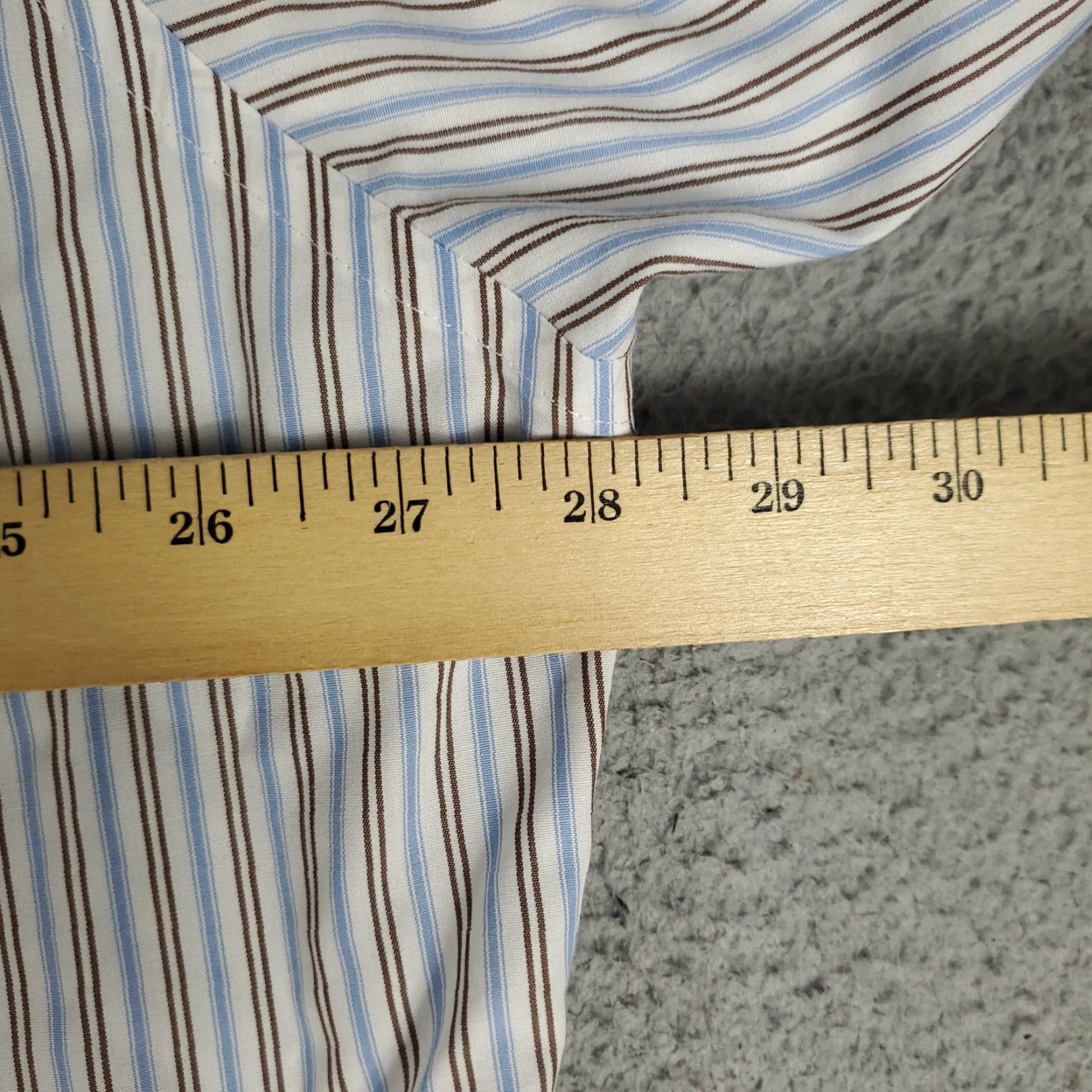 Brooks Brothers Brooks Brothers Dress Shirt Mens 17.5 Blue Striped Long Sleeve Button-Up Business Casual Size 46R - 5 Thumbnail