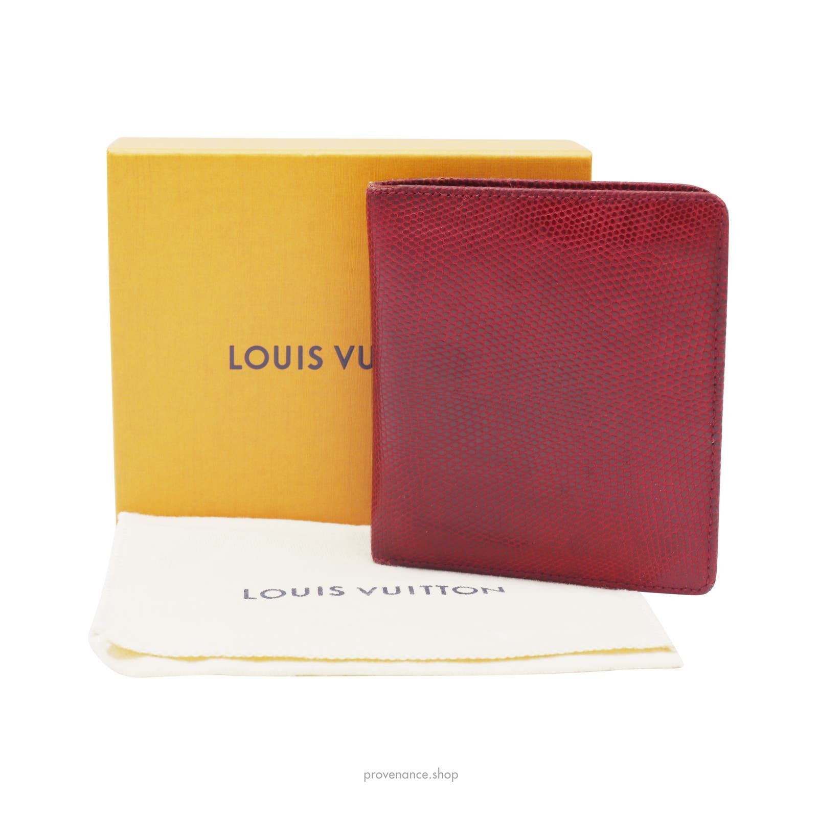 image of Louis Vuitton Tall Bifold Wallet - Rubis Lizard Leather in Red, Men's