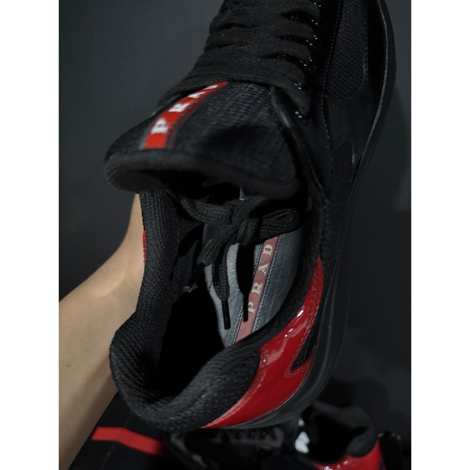 Prada Size 7UK/8-8.5m PRADA Cup Black & Red Patent Leather Og All Size US 8 / EU 41 - 9 Thumbnail
