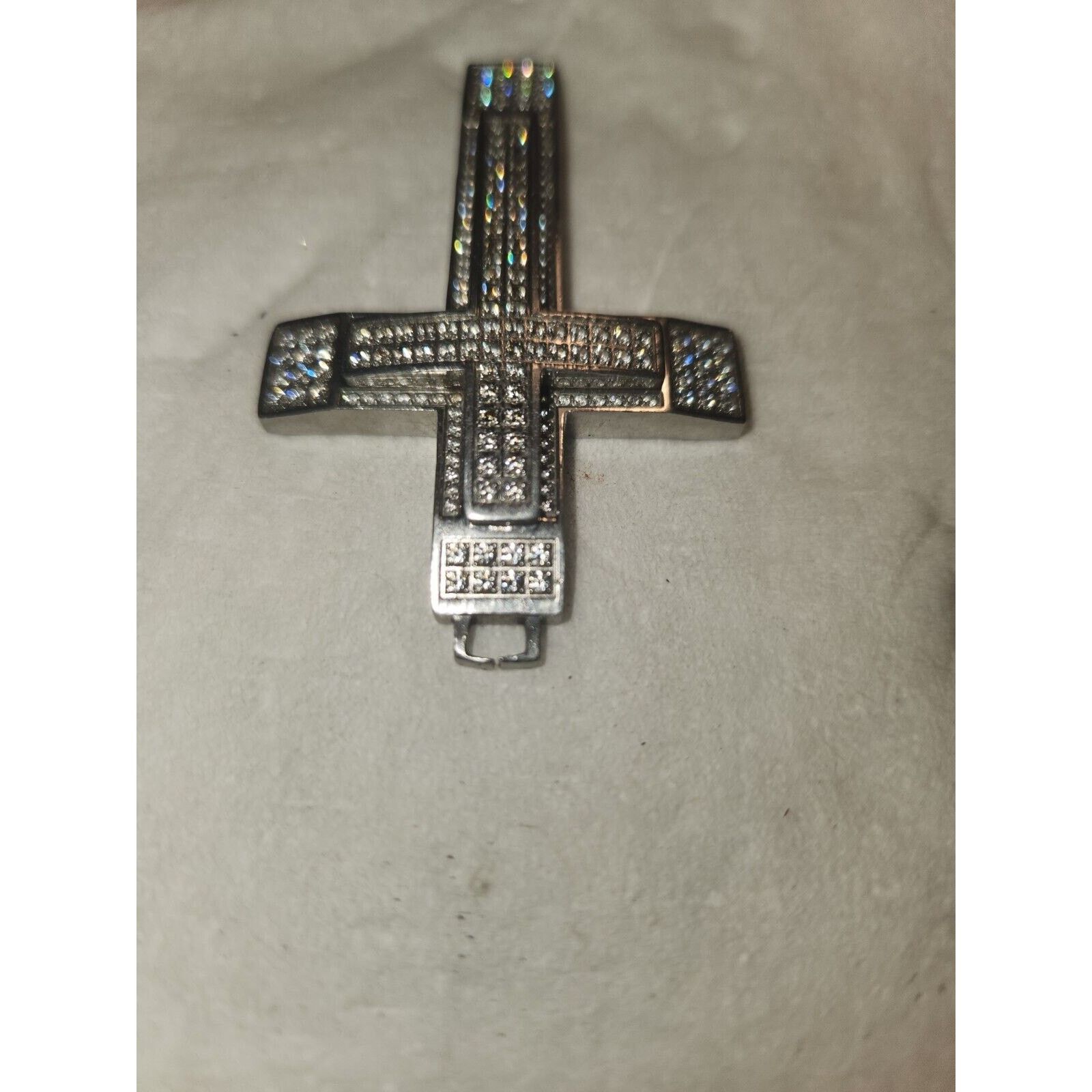 Other 2.5 Inch Silver Tone Cross Pendant With Clear Stones Size ONE SIZE - 3 Thumbnail
