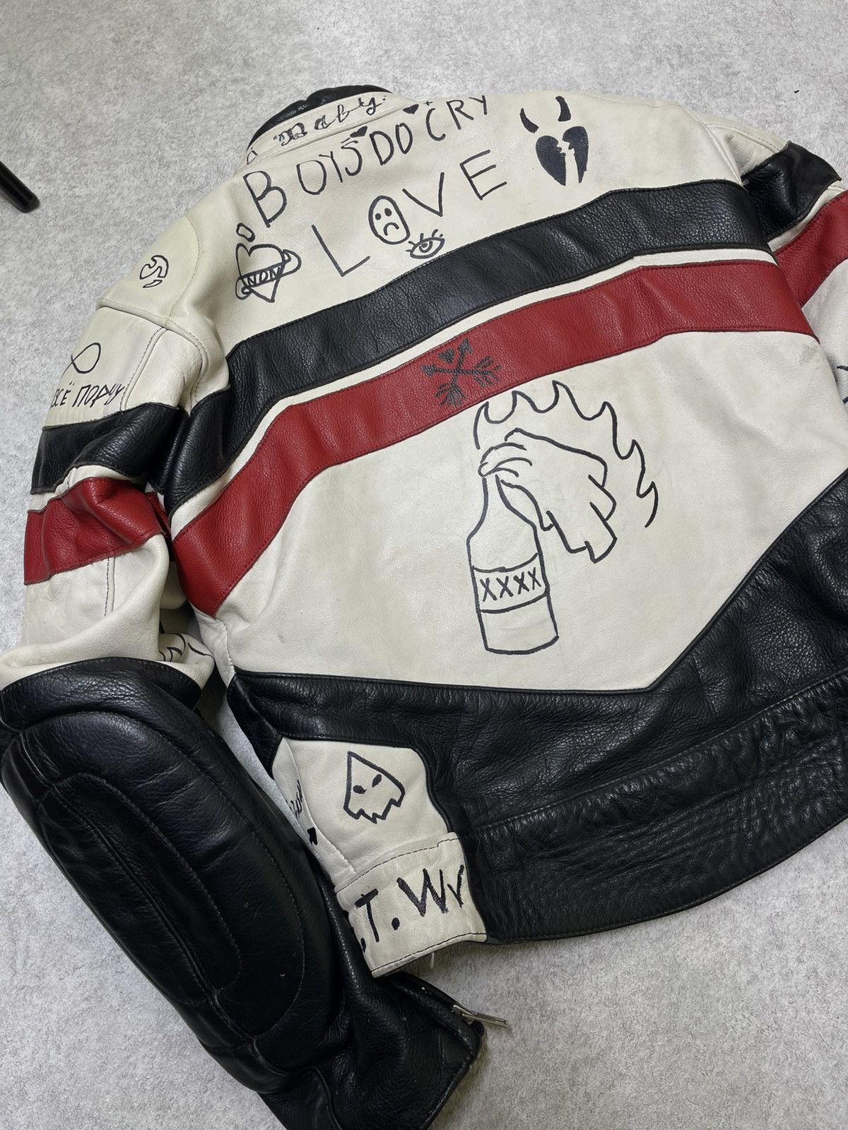 NASCAR Y2K Japan Custom Lil Peep Leather Moto Jacket Size US M / EU 48-50 / 2 - 10 Thumbnail