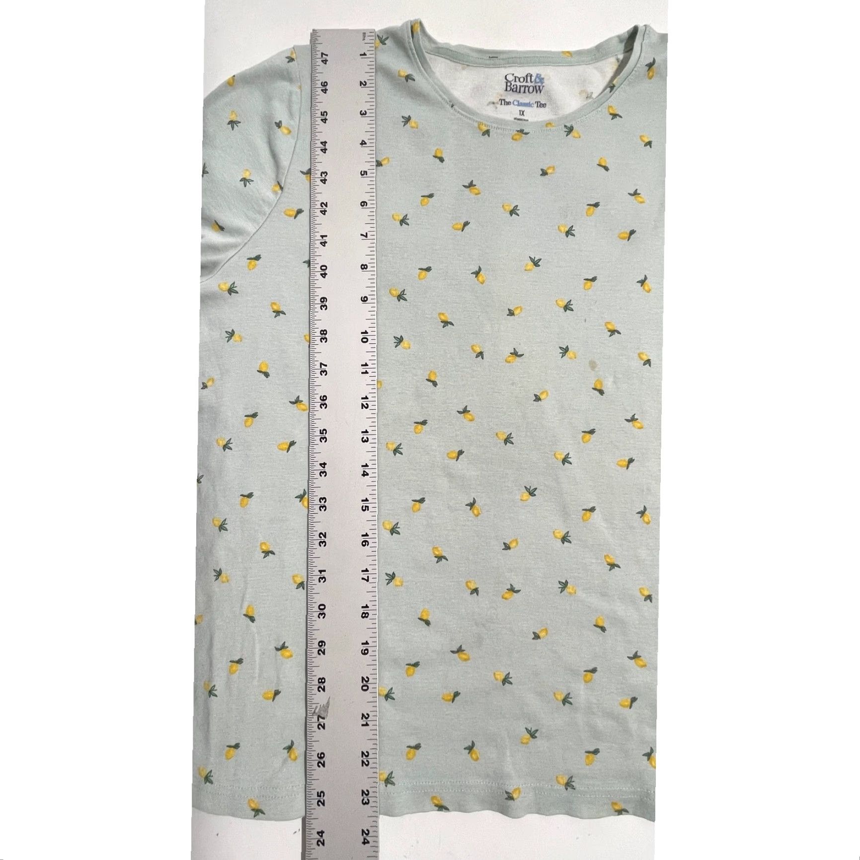 Croft & Barrow Croft Barrow Tee Shirt 1X Plus Green Yellow Lemon Print Short Sleeve 100% Cotton Women's T-Shirt Shirt Casual Sleeve Round Neck Size XL / US 12-14 / IT 48-50 - 4 Thumbnail