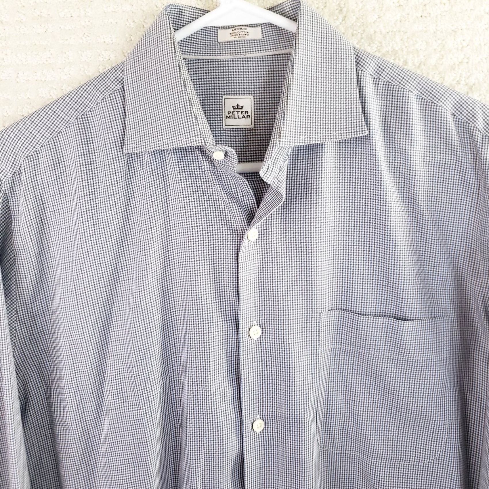 Peter Millar Peter Millar Men’s Dress Shirt M Blue Green White Check Button-Down Long Sleeve Shirt Mens Regular Redefined? Size 40R - 3 Thumbnail