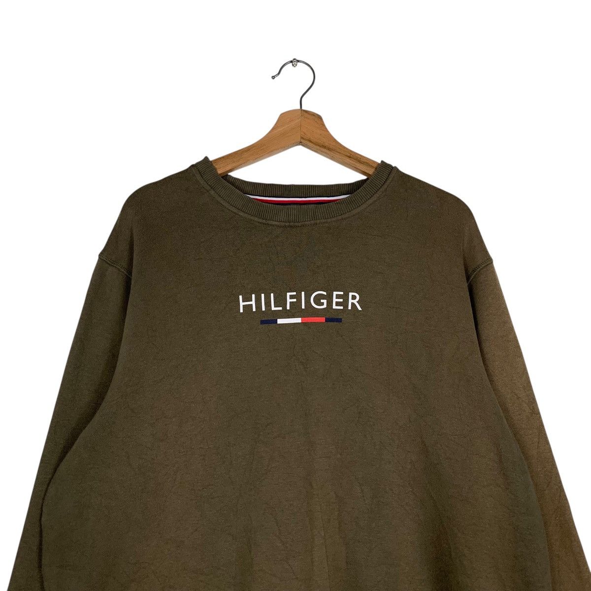 Tommy Hilfiger TOMMY HILFIGER Big Logo Olive Sweatshirt #1467-C66 Size US L / EU 52-54 / 3 - 2 Thumbnail