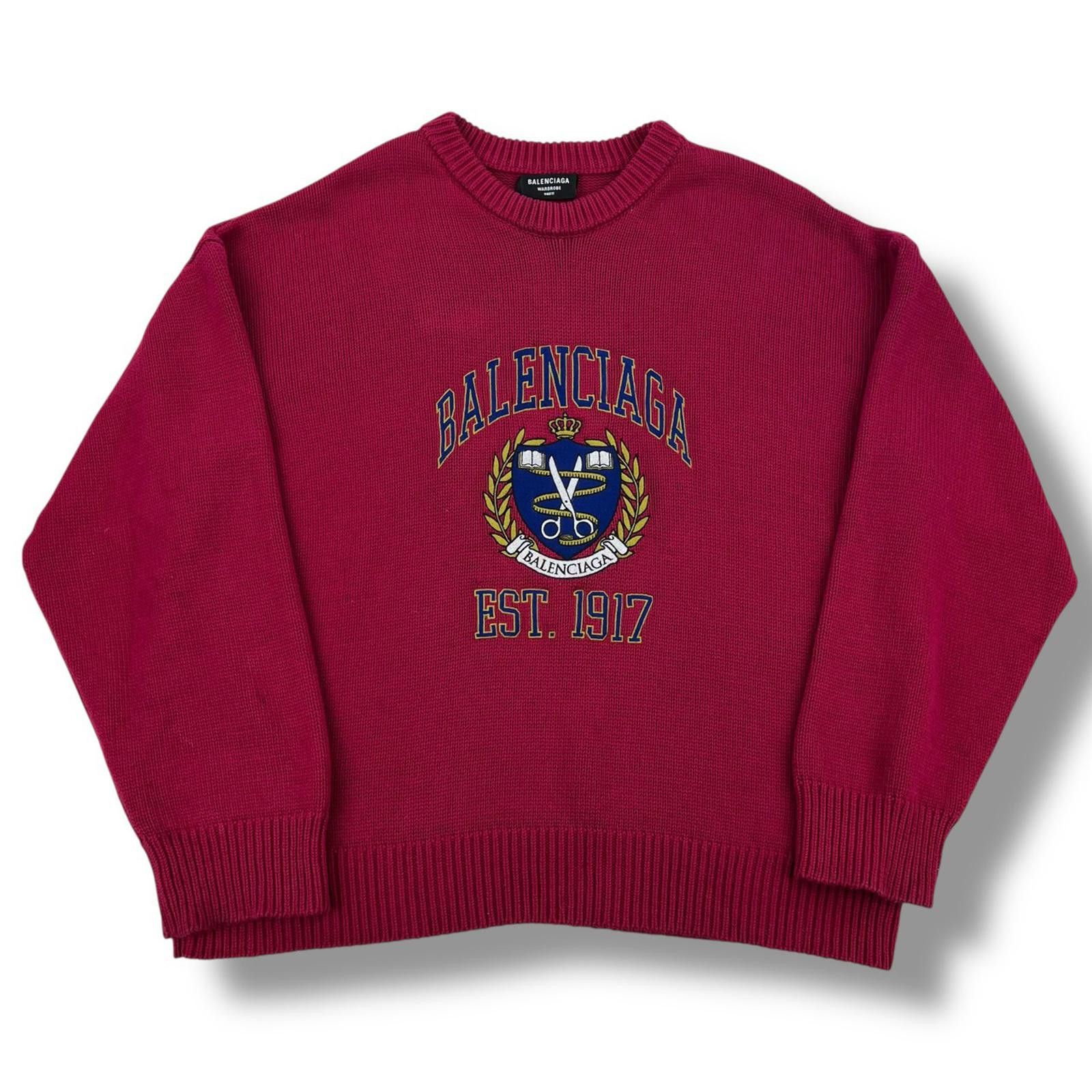 Balenciaga Balenciaga Est 1917 Red Sweater Size US XL / EU 56 / 4 - 2 Thumbnail