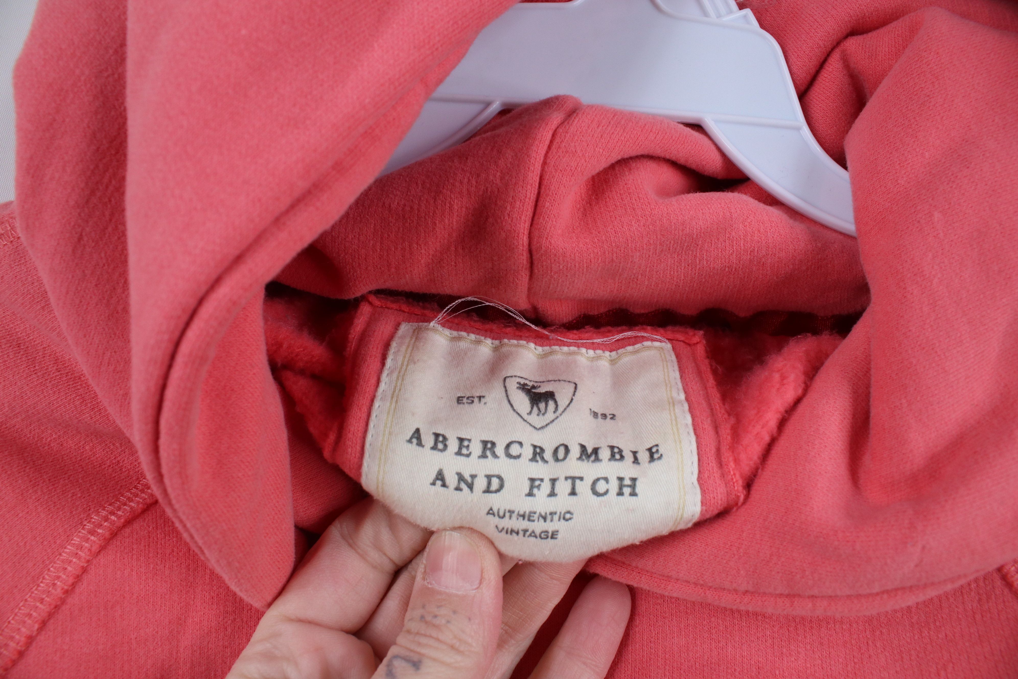 Abercrombie & Fitch × Vintage Vintage 90s Y2K Abercrombie & Fitch Script Hoodie Pink Size L / US 10 / IT 46 - 7 Thumbnail