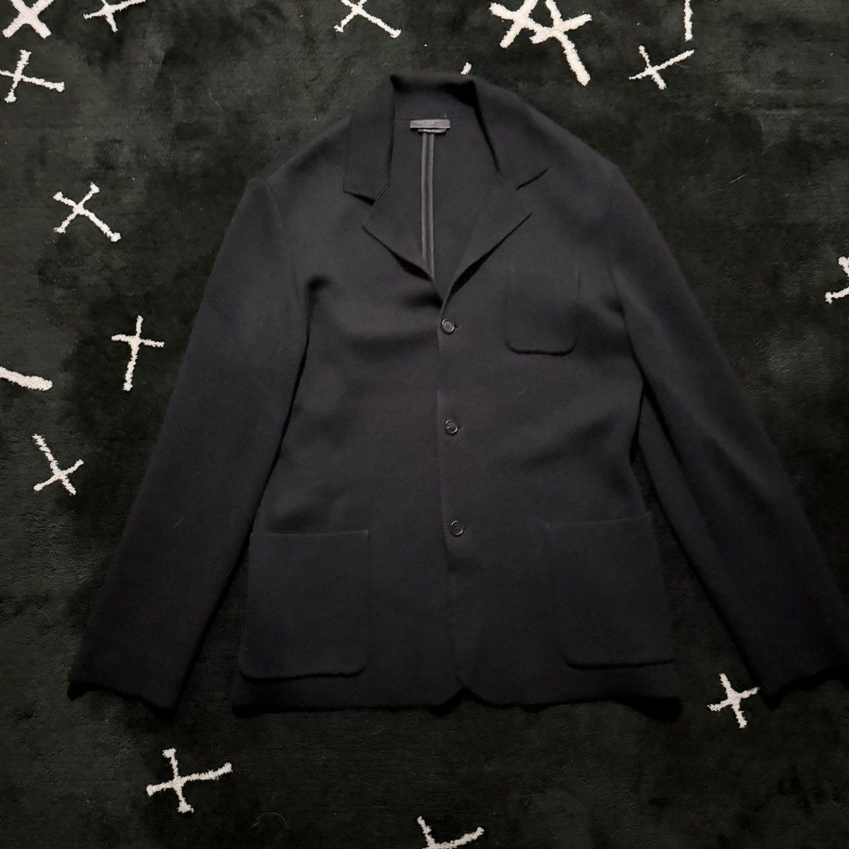 Prada AW16 - Black Tab Logo Virgin Wool Knit Blazer Jacket Size US L / EU 52-54 / 3 - 1 Thumbnail