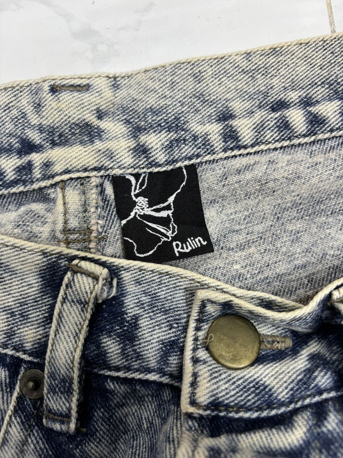 Japanese Brand × Undercover Rulin Distressed Patchwork Grommet Denim Ruin Jeans Size US 31 - 9 Thumbnail
