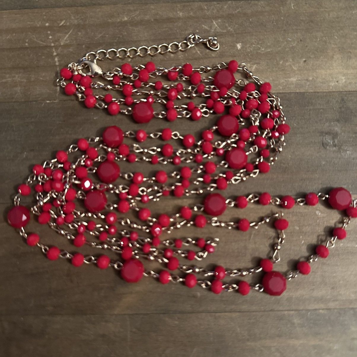 Other Long layered red glass bead chain necklace Size ONE SIZE - 2 Thumbnail