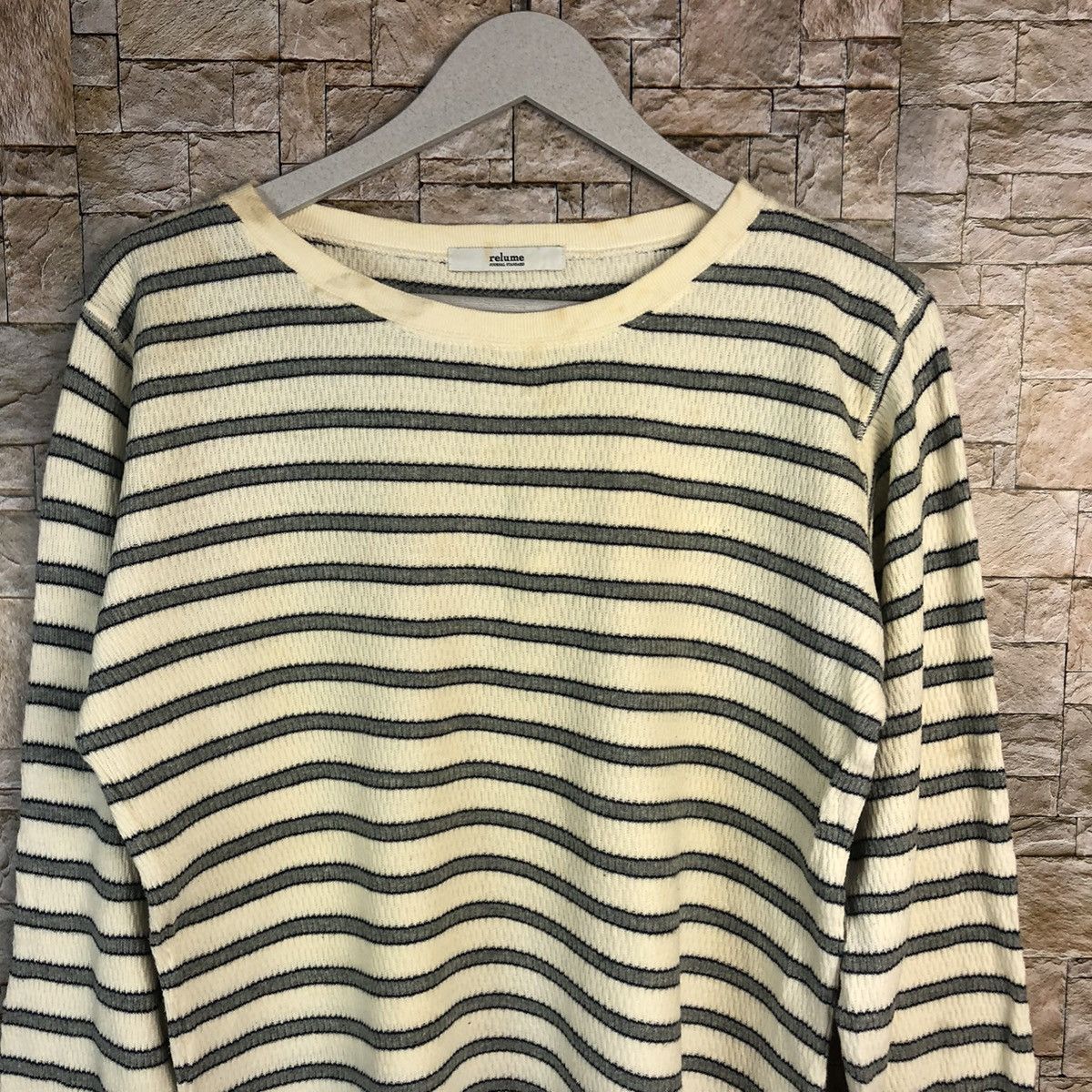 Homespun Knitwear × Japanese Brand × OVER THE STRiPES Relume black White Stripe Knitwear like kurt cobain #A931 Size US M / EU 48-50 / 2 - 5 Thumbnail