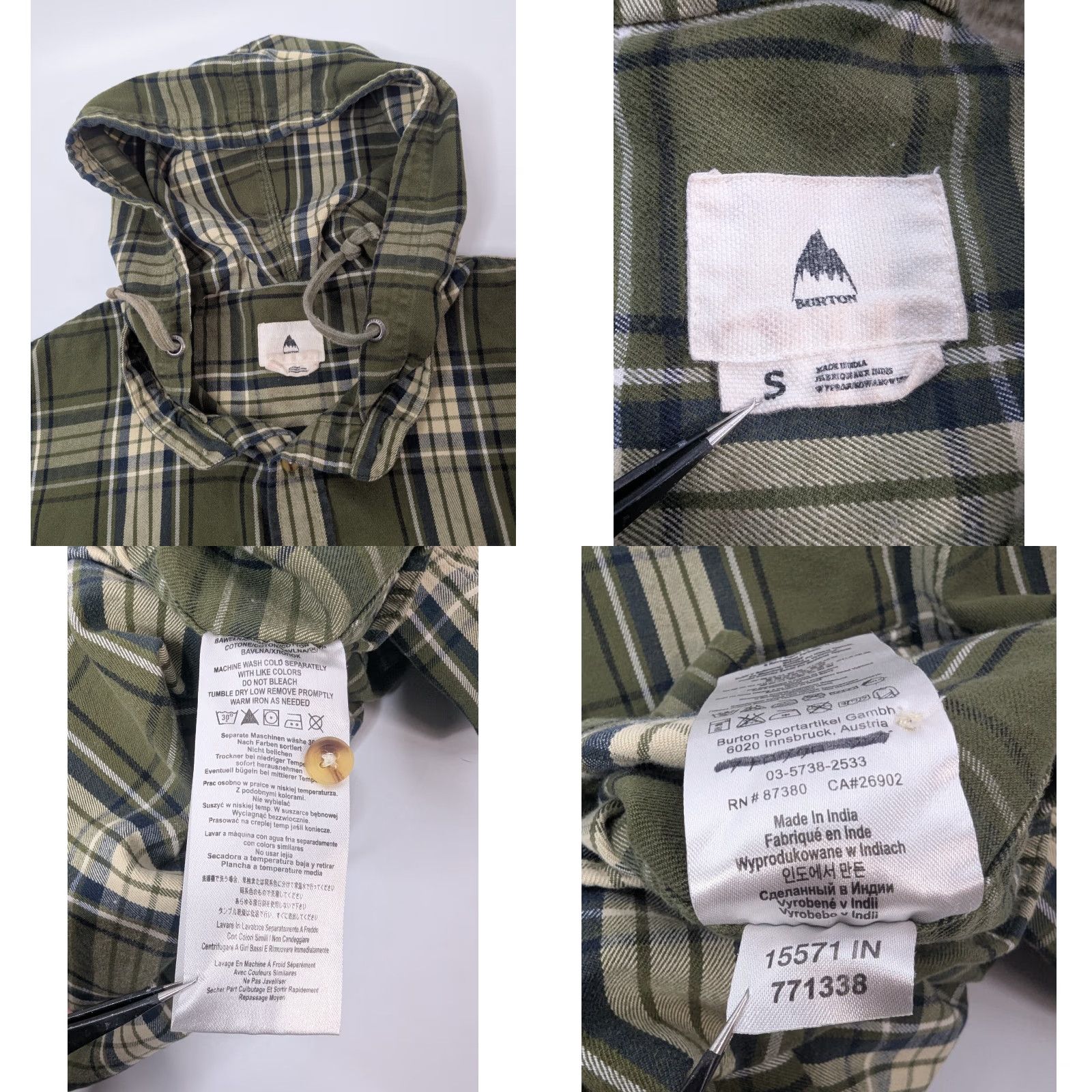 Burton Burton Shirt Plaid Green Hooded Flannel Long Sleeve Men S Outdoors Casual Button-Up Size US S / EU 44-46 / 1 - 8 Thumbnail
