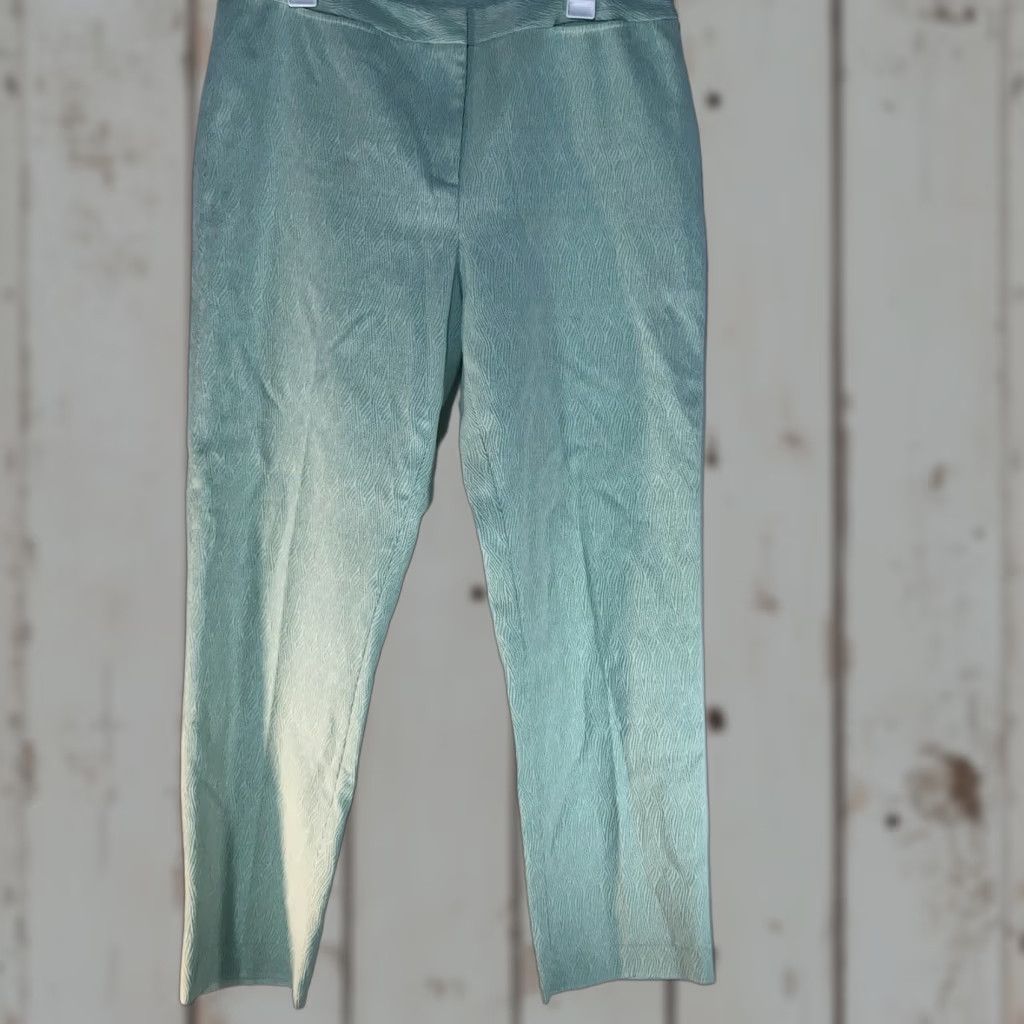 Vintage Peck & Peck Pants Womens Size 14 Lt Green/White Geometric Print Dress Pants Size 36" / US 14 / IT 50 - 1 Thumbnail