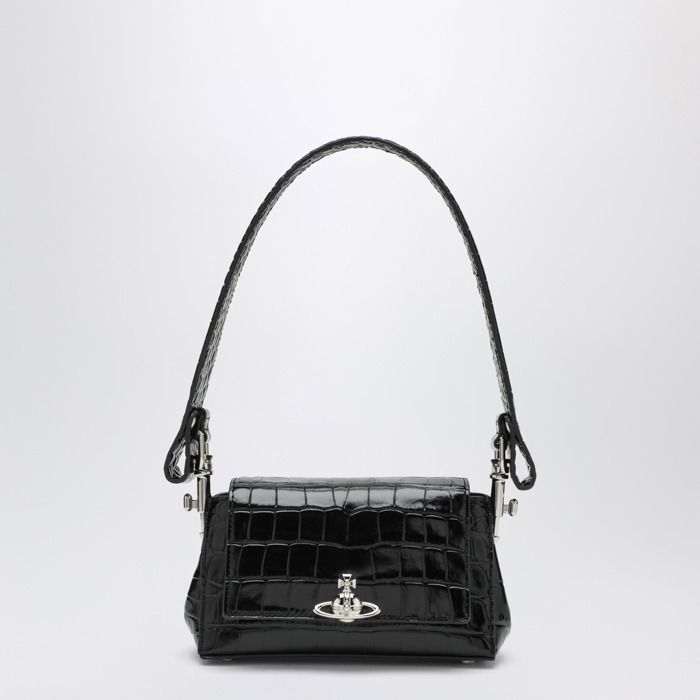 Vivienne Westwood Vivienne Westwood Black Hazel Bag In Croc-Effect Patent Leather Size ONE SIZE - 1 Thumbnail