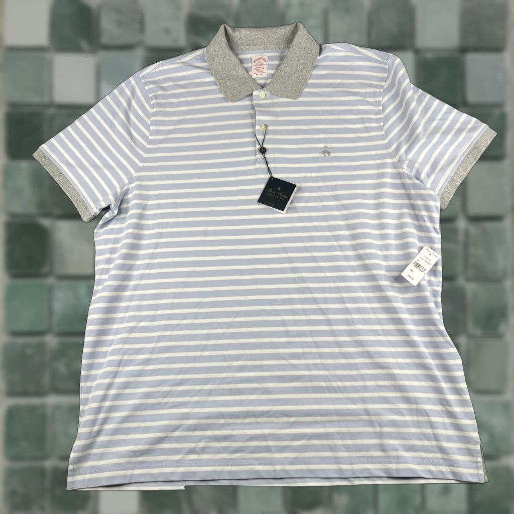 Brooks Brothers Polo Shirt XL Lavender Striped Mens NWT New