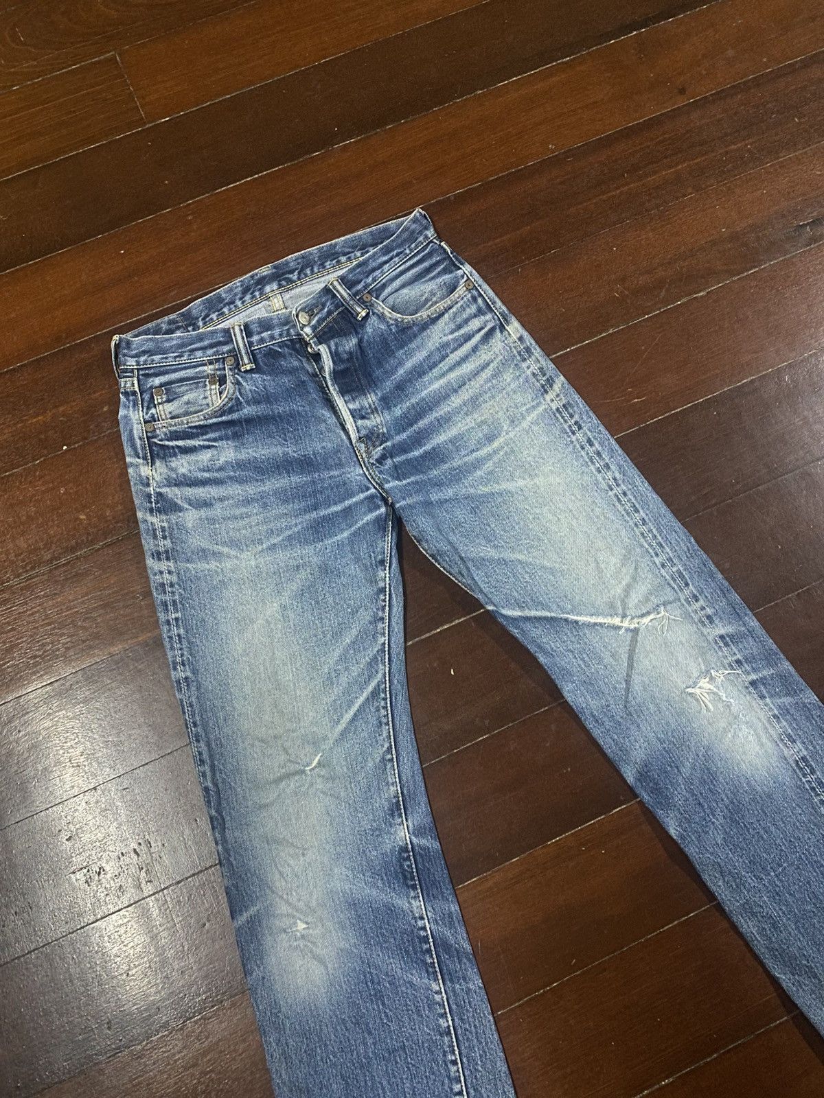 Warehouse vintage GLEEM CLOTHING japanes brand selvedge mud wash faded Size US 32 / EU 48 - 6 Thumbnail