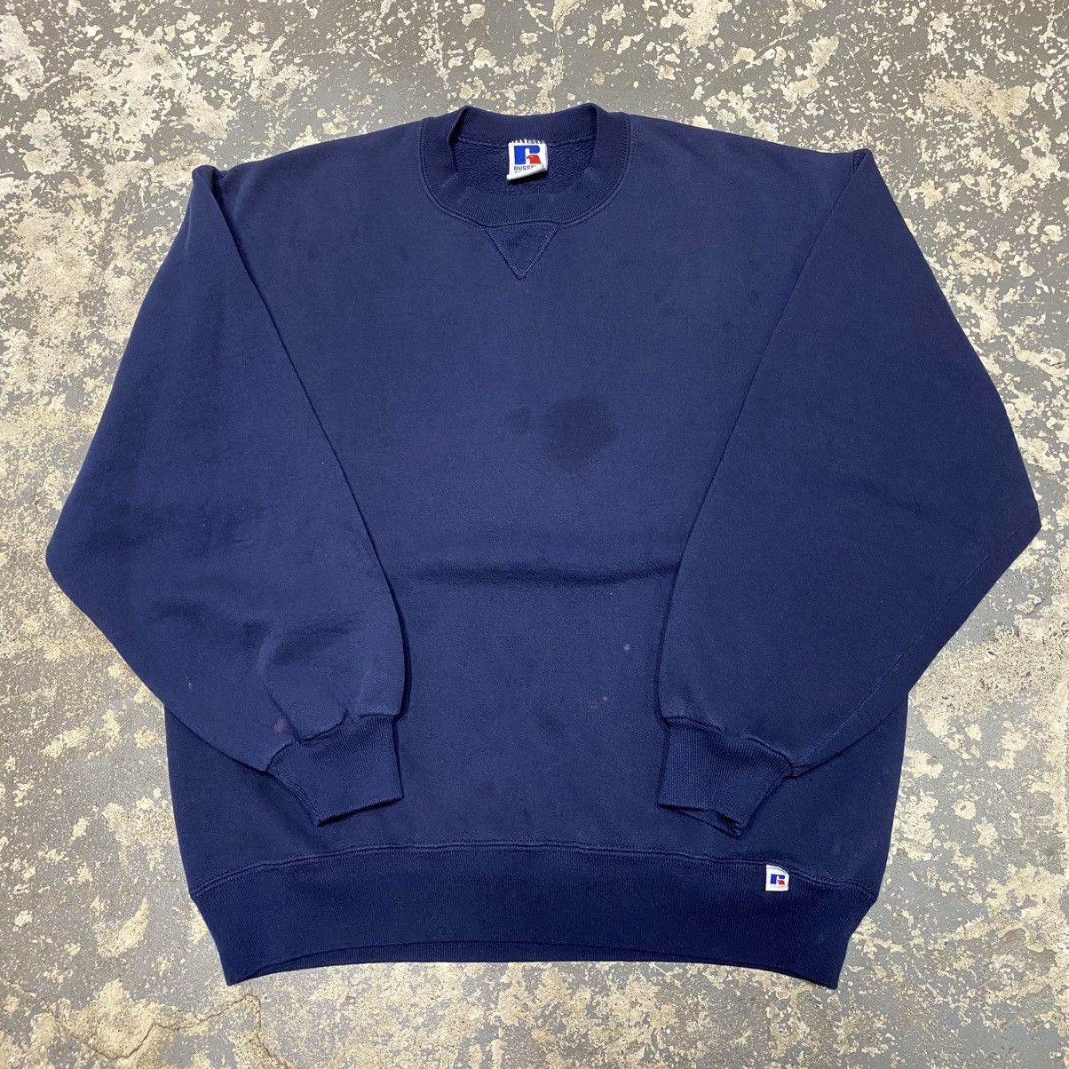 Russell Athletic × Vintage Vintage Russell Athletic Navy Blank Boxy Crewneck Hoodie USA Size US L / EU 52-54 / 3 - 1 Thumbnail