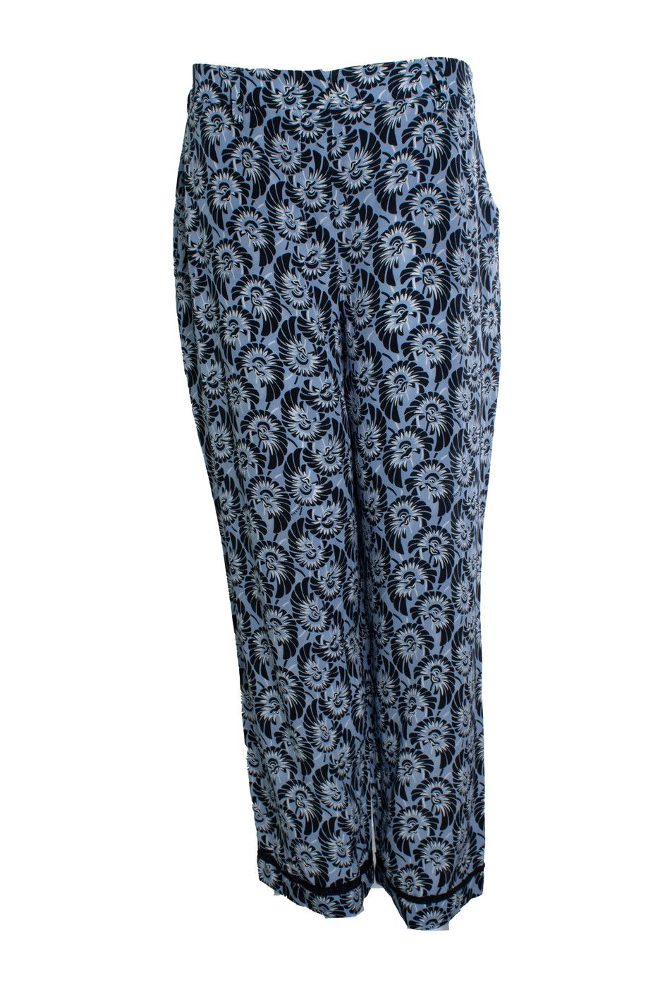 Prada Prada, blue floral printed silk casual pantalon Size 28" / US 6 / IT 42 - 1 Thumbnail