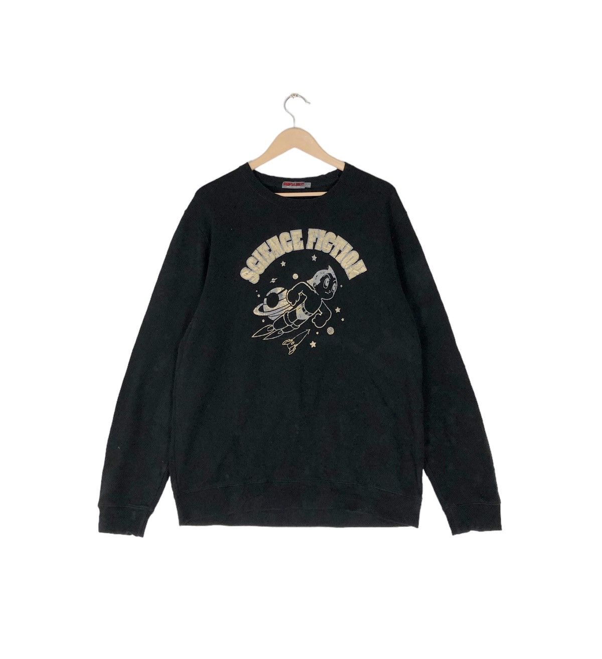 image of Cartoon Network x Vintage Astro Boy Cartoon Sweatshirt in Black, Men's (Size Large)