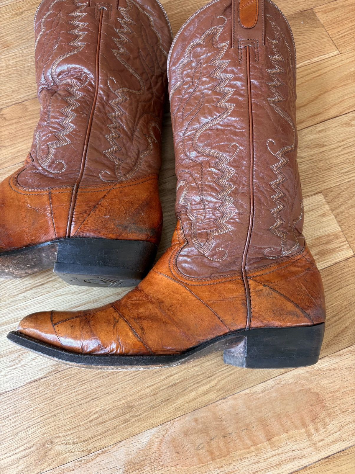 Other Montana Vintage 90s Eel Skin Cowboy Boots Tan Western 9 E Size US 9 / EU 42 - 8 Thumbnail