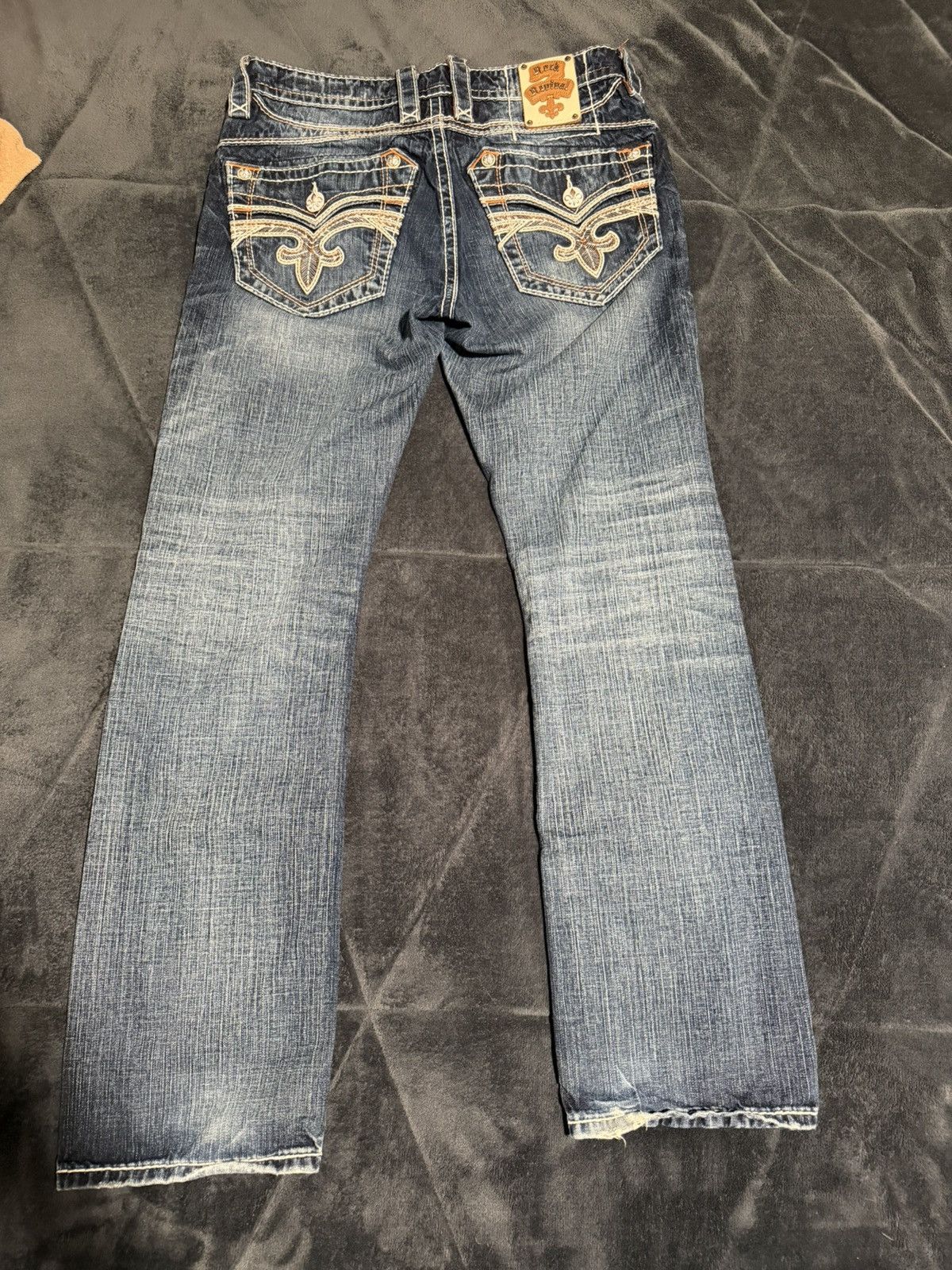 Rock Revival Rock Revival Straight Blue with White and Orange Stitching Size US 32 / EU 48 - 3 Thumbnail