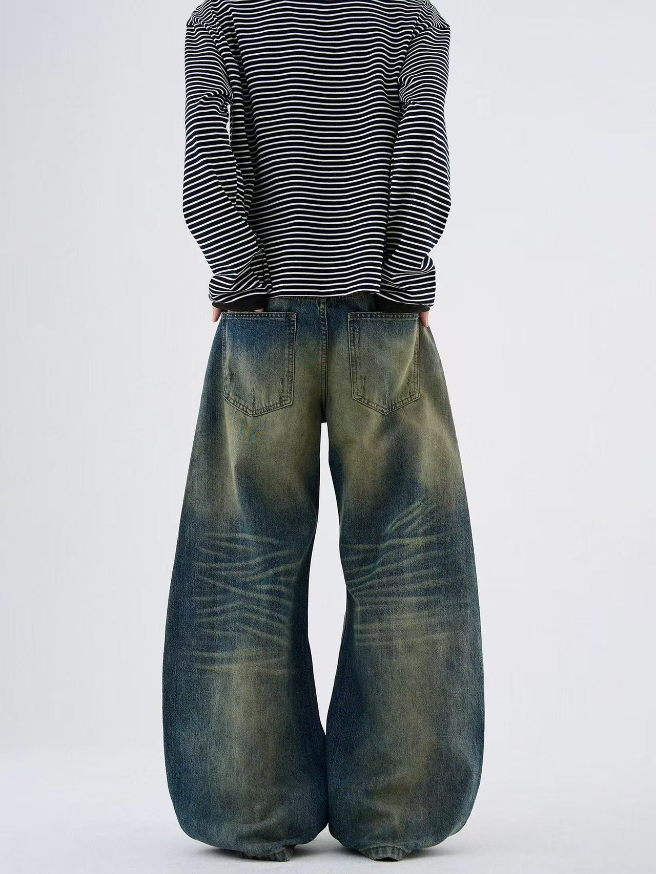 Vintage American retro washed distressed men's loose scimitar jeans Size US 32 / EU 48 - 5 Thumbnail