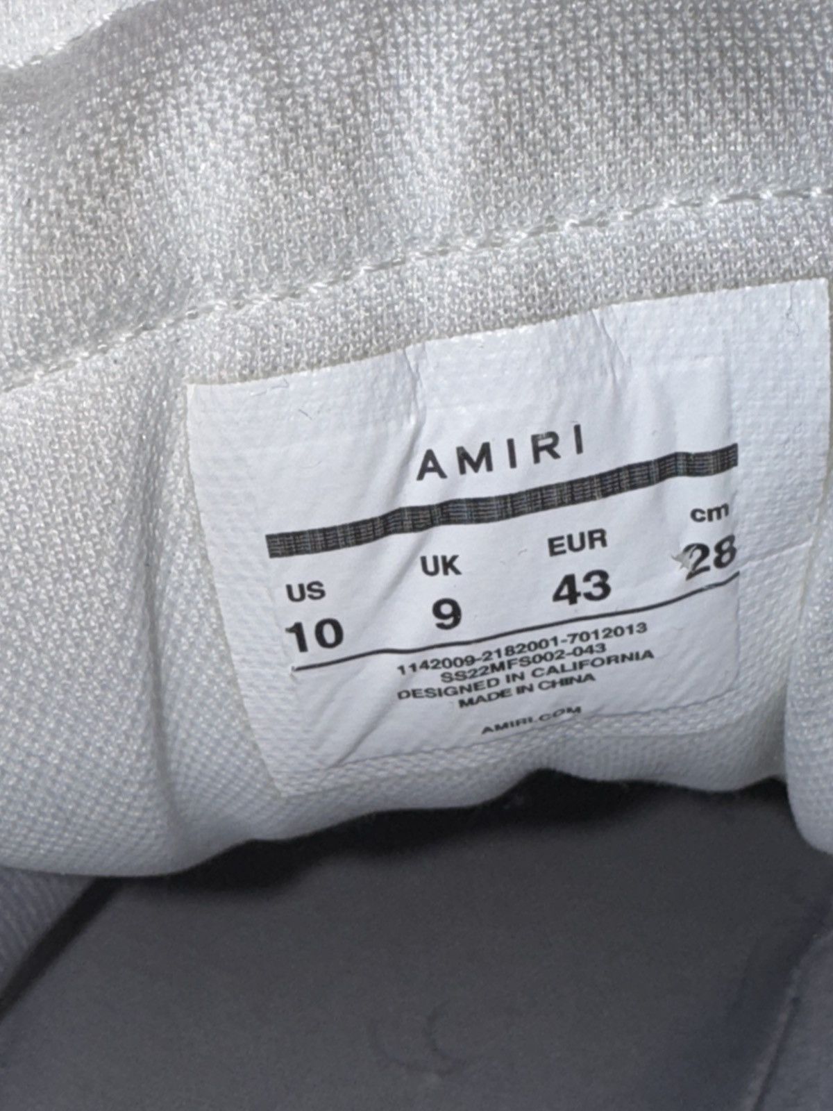 Amiri bone sneakers no box