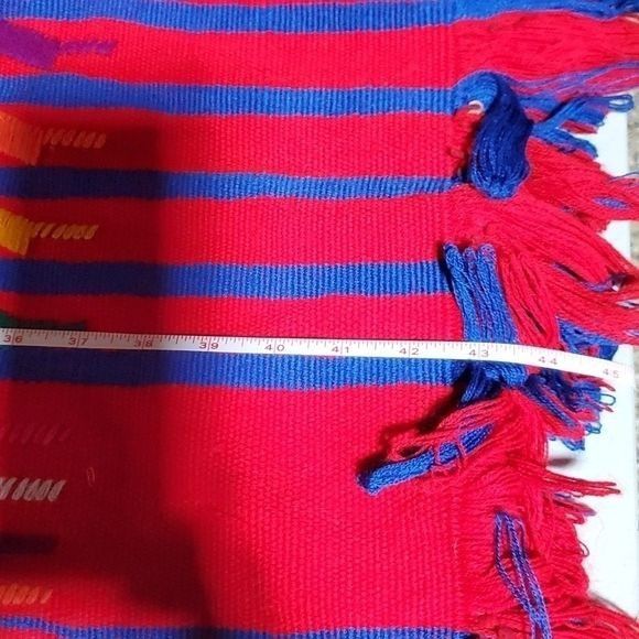 Vintage Vintage Handwoven Tzute Red with Animals 32" x 45" Fringed S Size XL / US 12-14 / IT 48-50 - 5 Thumbnail