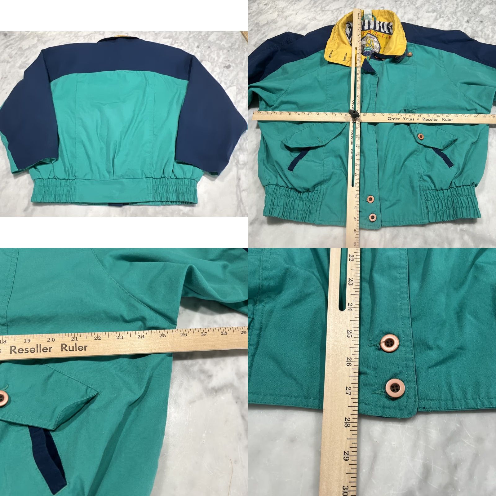 AQUA VINTAGE Climate Zone Sailing Yacht Jacket Large Aqua Navy Zip Button Drawstring Windbreaker MENS Regular Size L Size US L / EU 52-54 / 3 - 8 Thumbnail