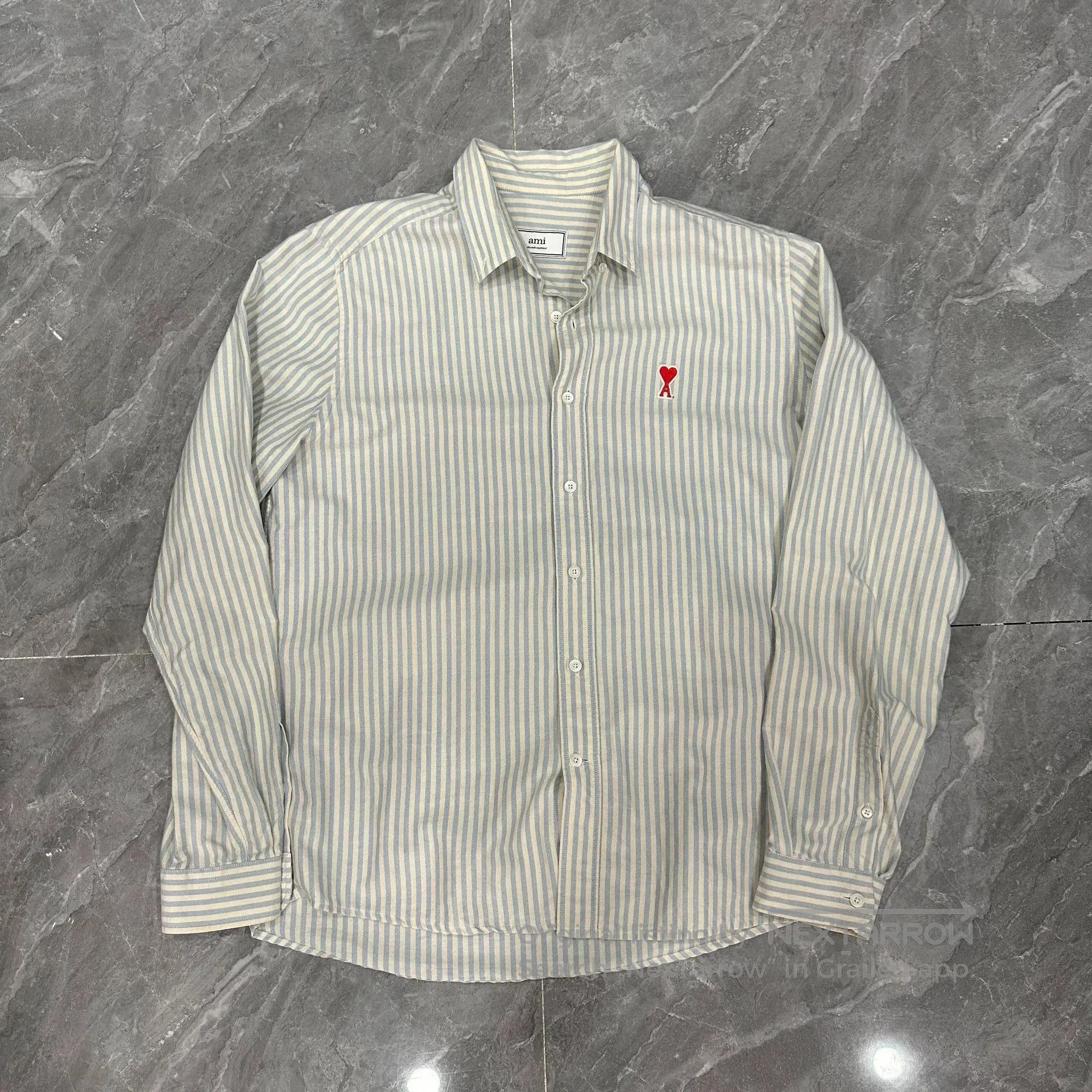 AMI Long Sleeve Heart Embroidery Shirt.