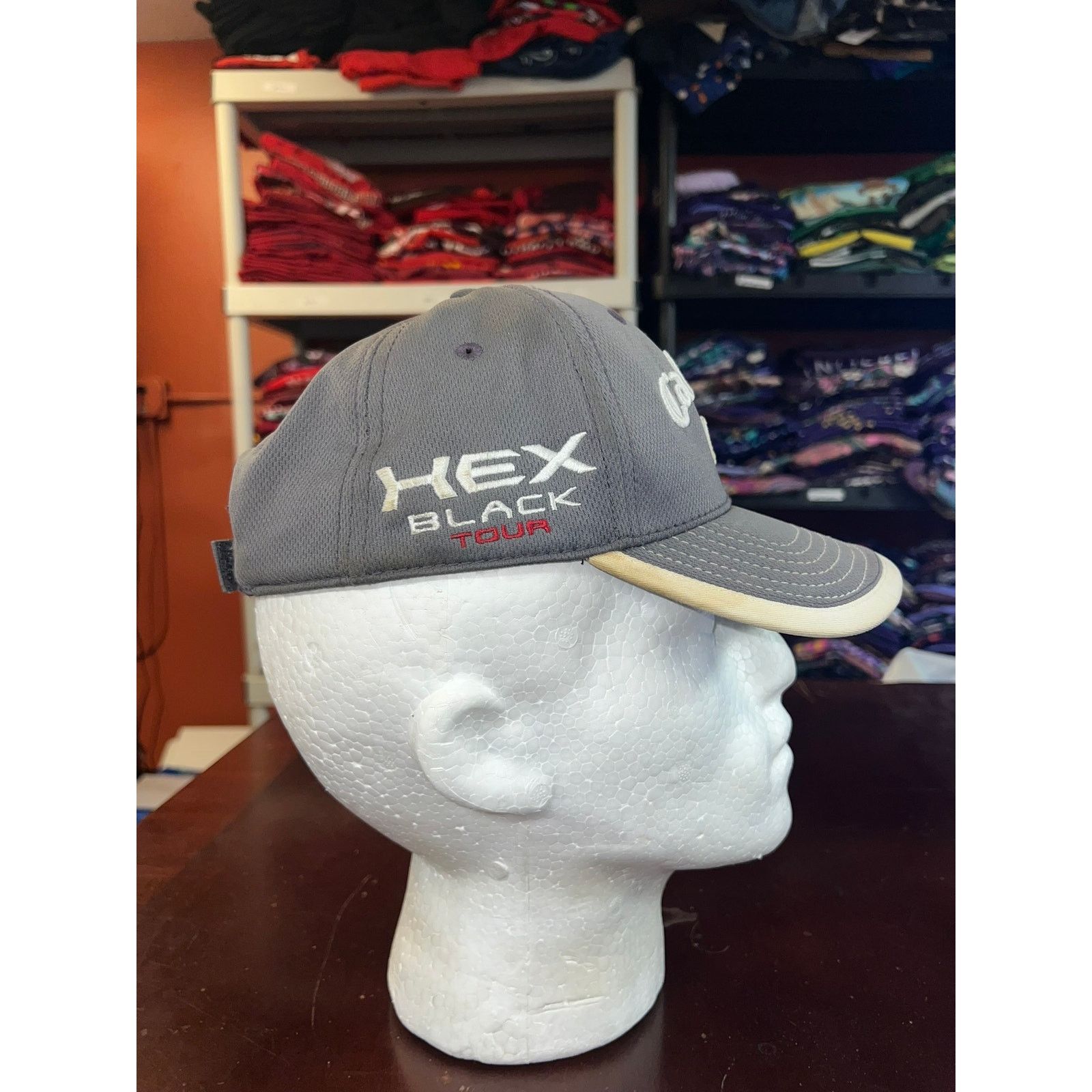 Callaway Callaway Gray Golf Hat Razr Odyssey Hex Black Tour Yellowed Size ONE SIZE - 6 Thumbnail