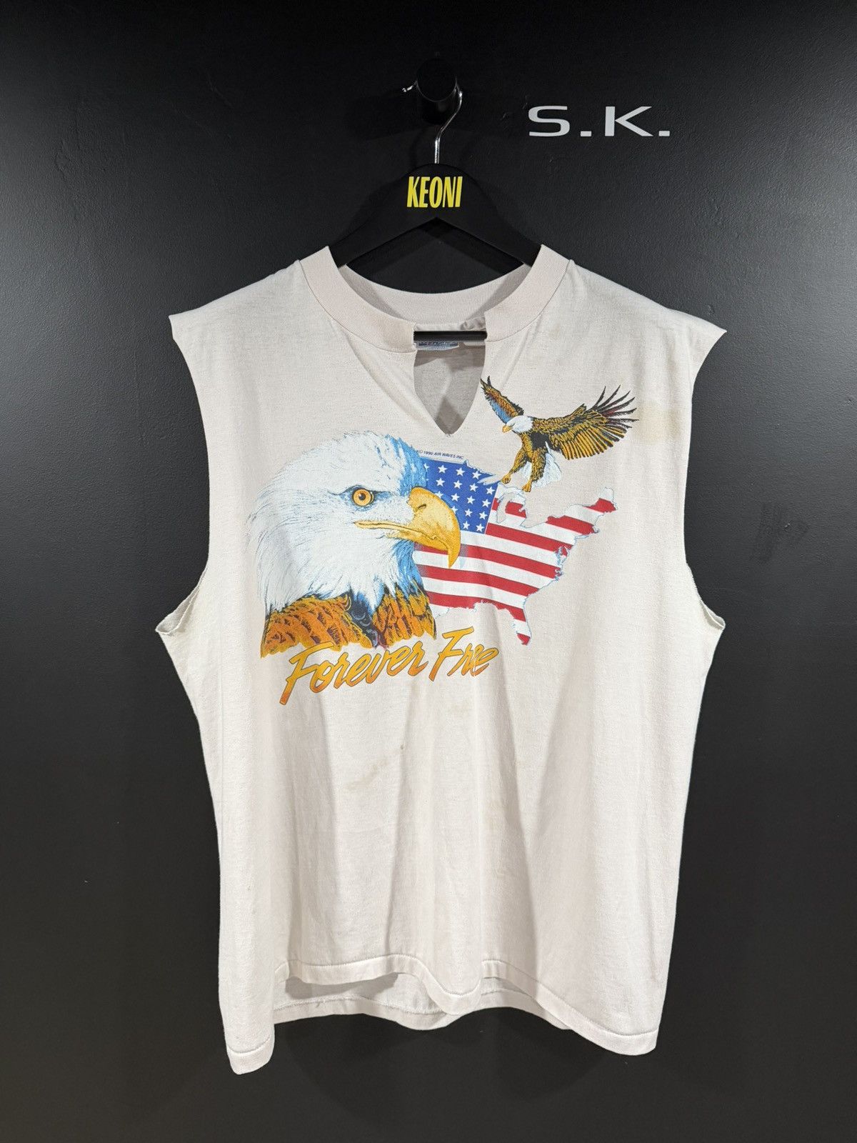 1990 Vintage Eagle Single Stitch Cut Off USA Animal Tee XL