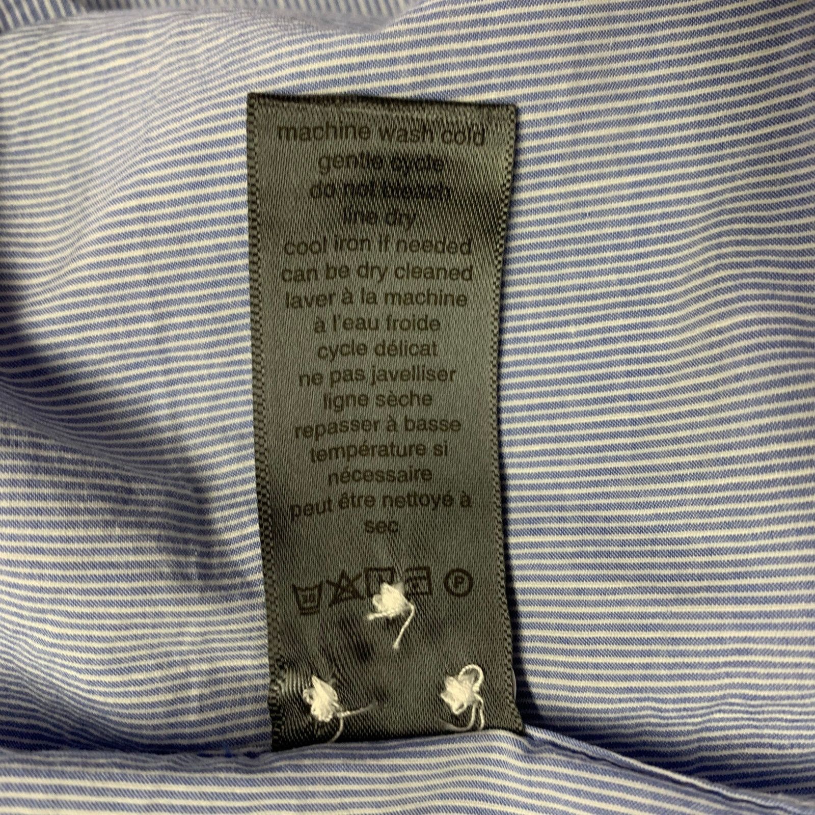 John Varvatos Light Blue White Stripe Cotton Linen Long Sleeve Shirt Size US L / EU 52-54 / 3 - 6 Thumbnail